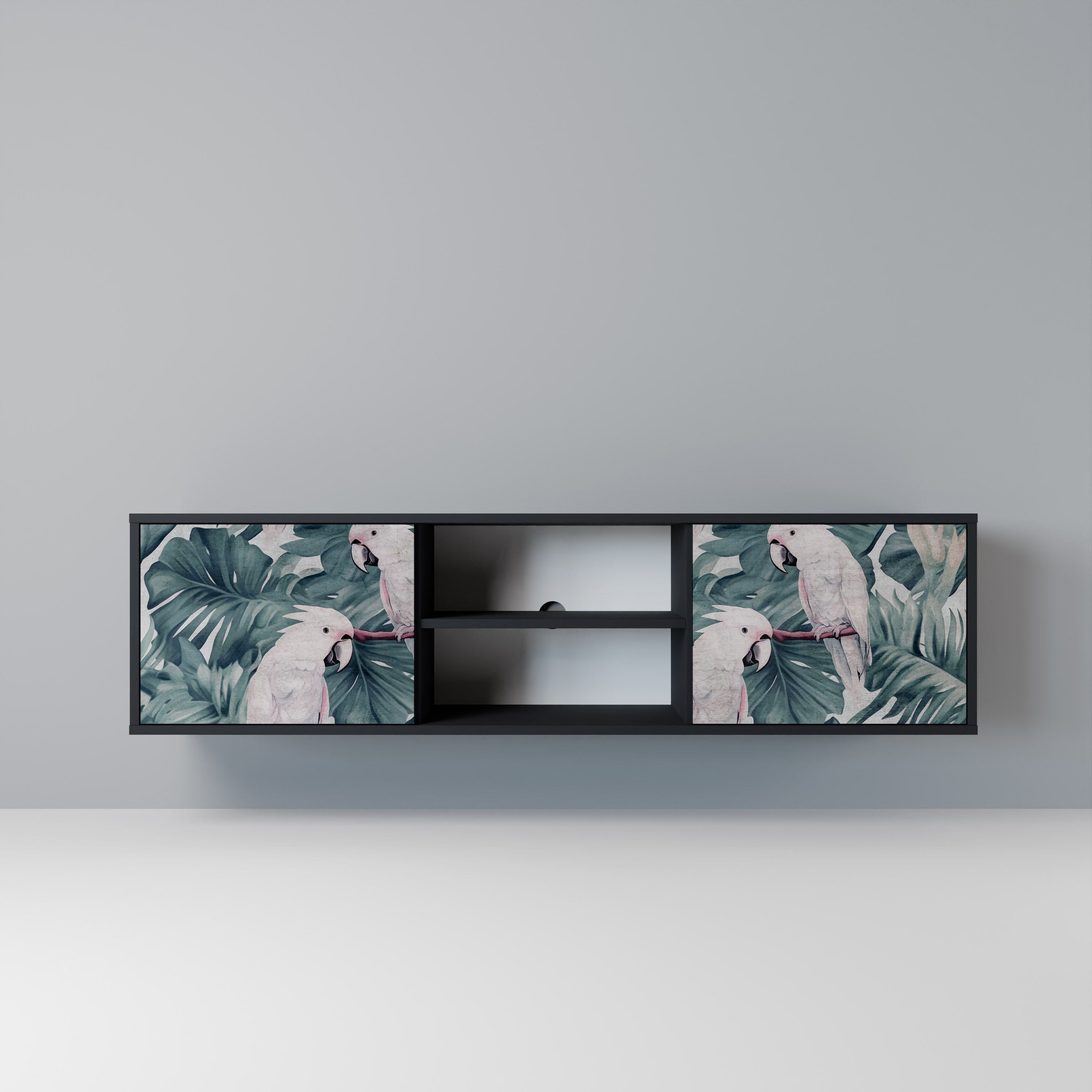 Mueble de TV POPINJAY LOOK de 2 puertas con acabado negro