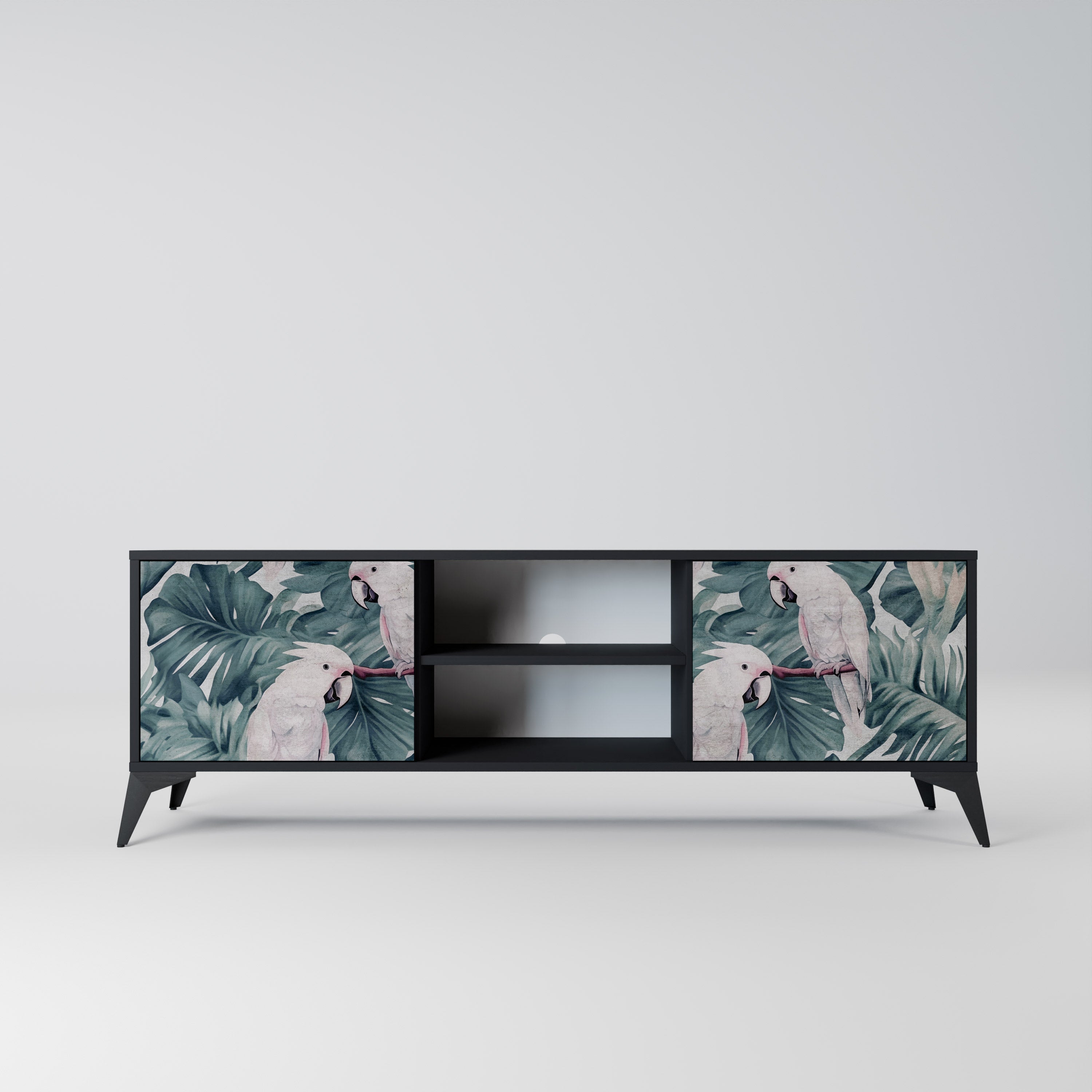 Mueble de TV POPINJAY LOOK de 2 puertas con acabado negro