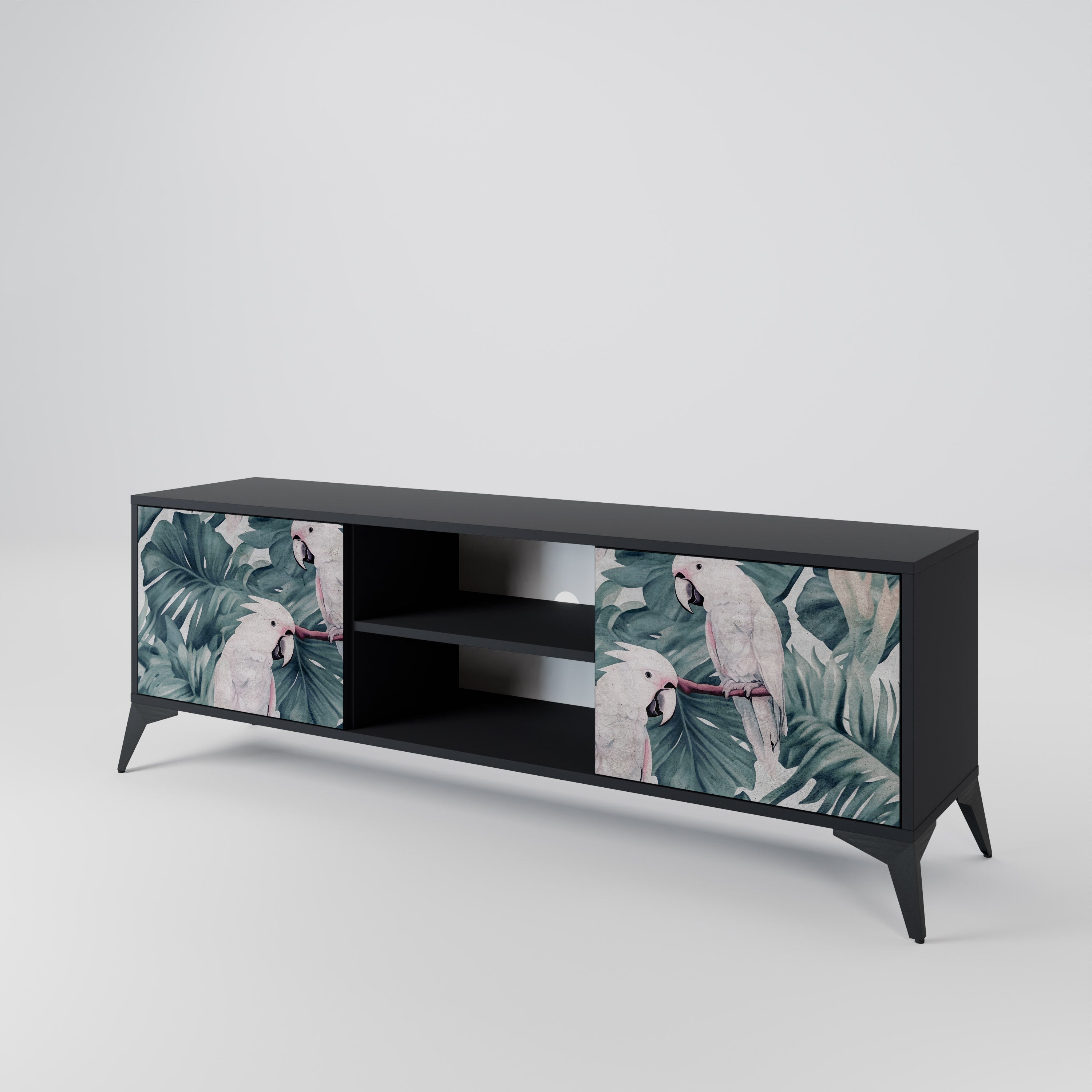 Mueble de TV POPINJAY LOOK de 2 puertas con acabado negro