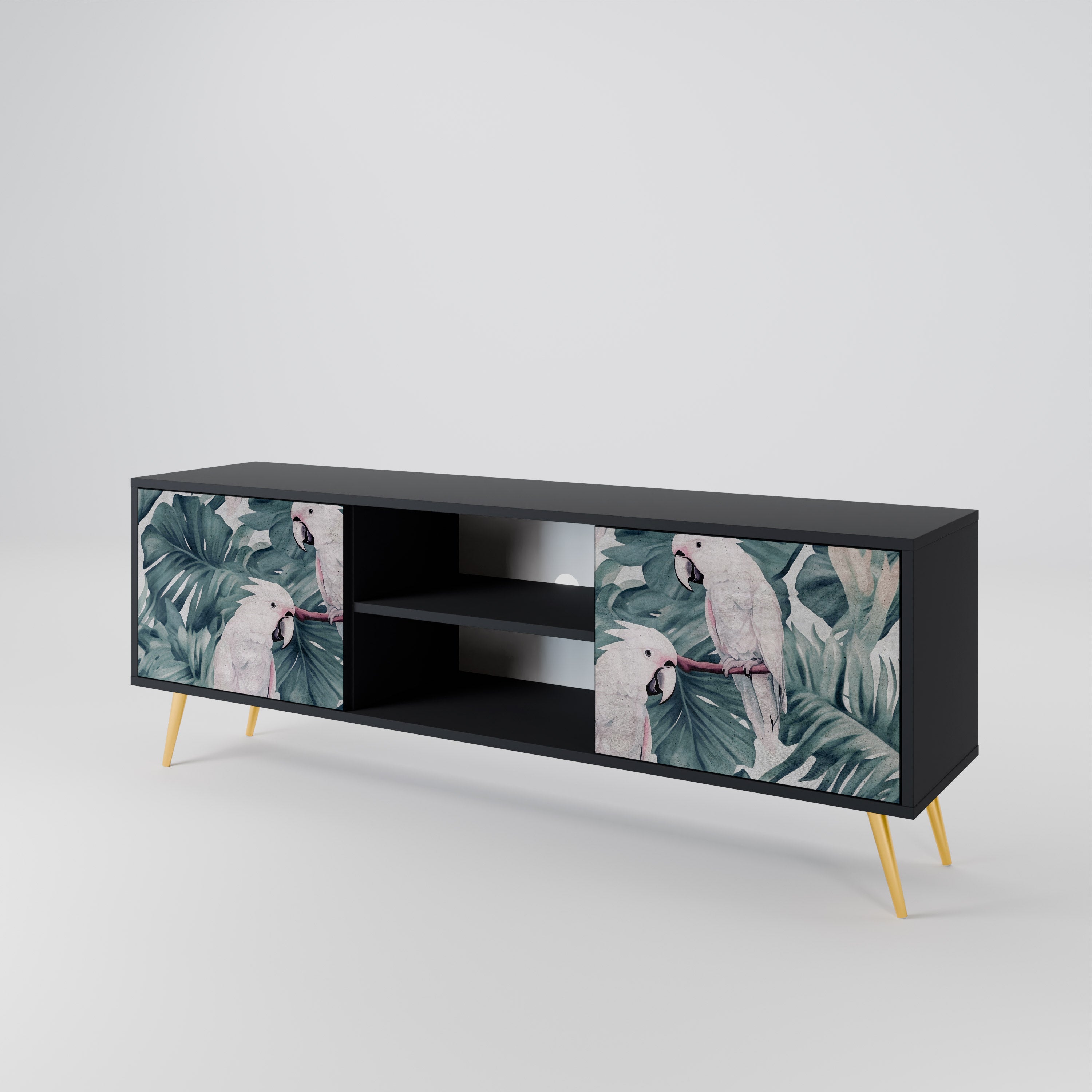 Mueble de TV POPINJAY LOOK de 2 puertas con acabado negro