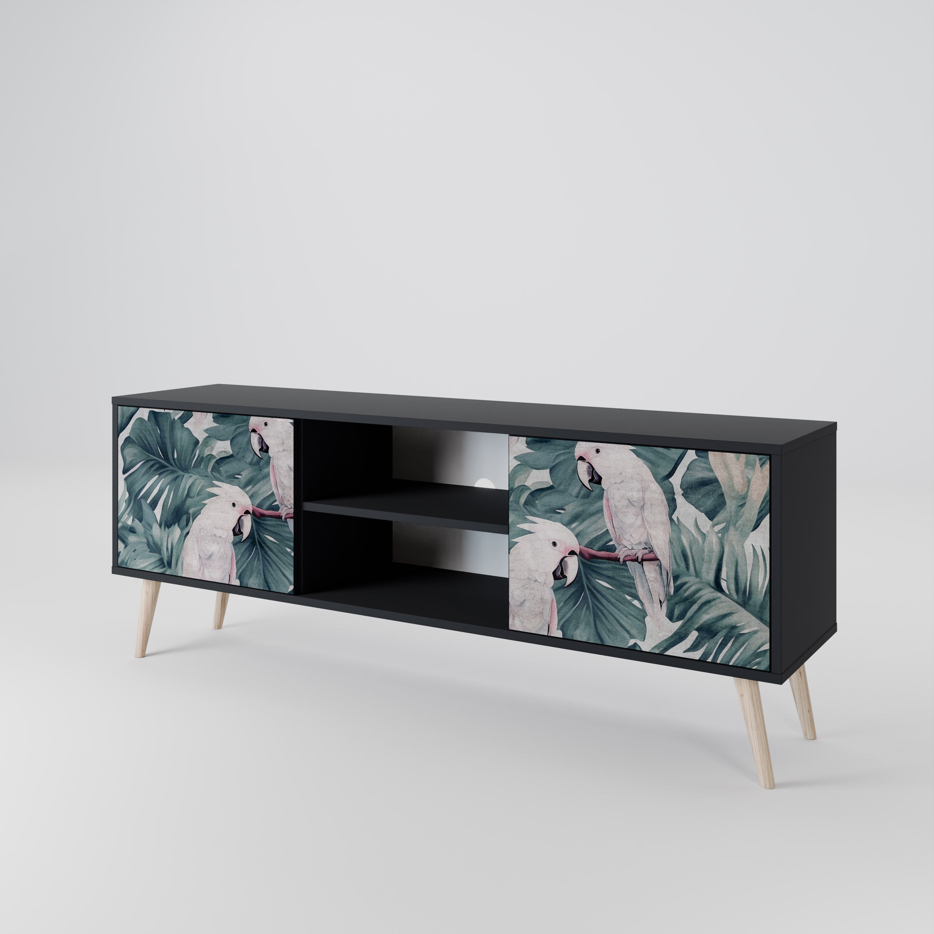 Mueble de TV POPINJAY LOOK de 2 puertas con acabado negro