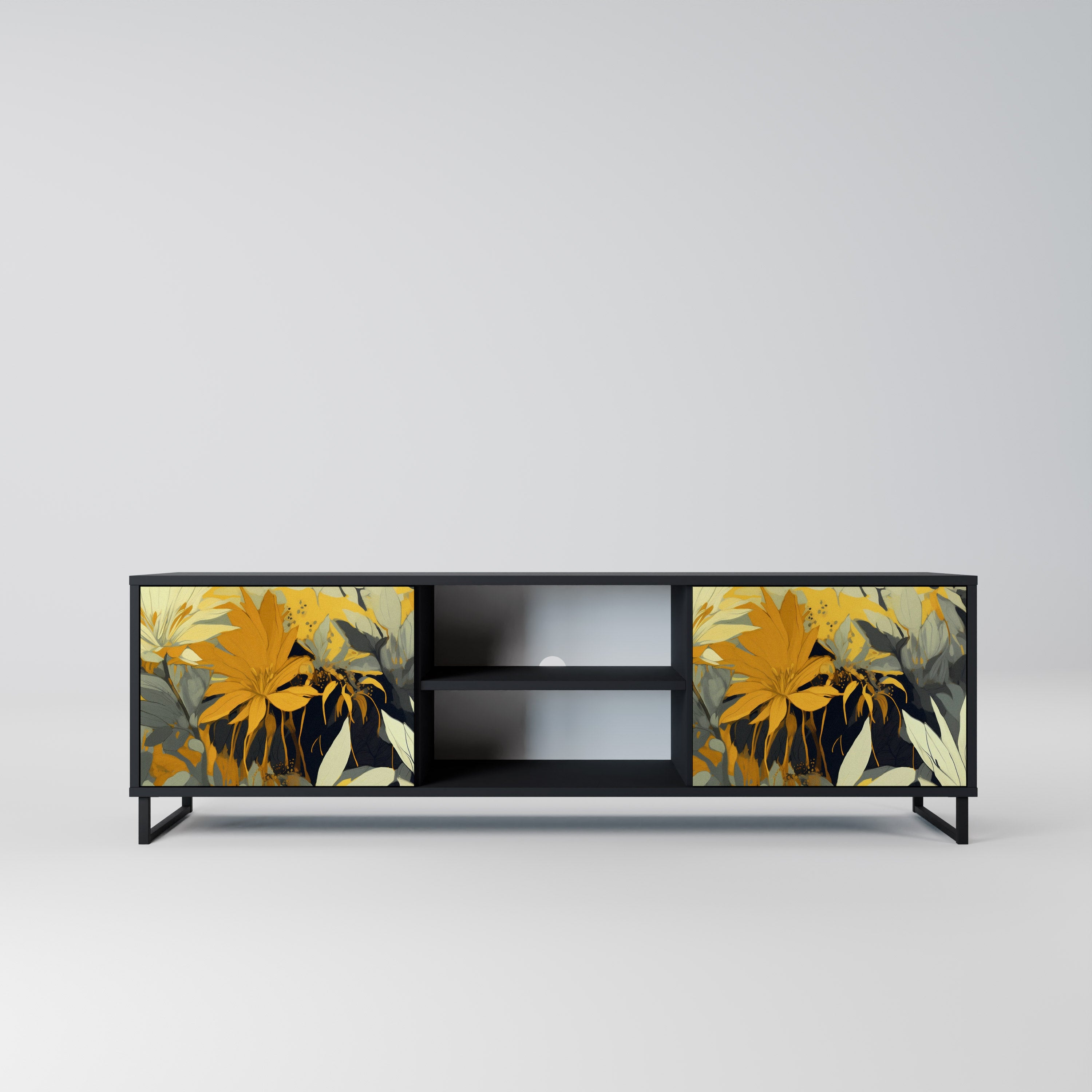 Mueble de TV de 2 puertas SUNKISSED LILY en acabado negro