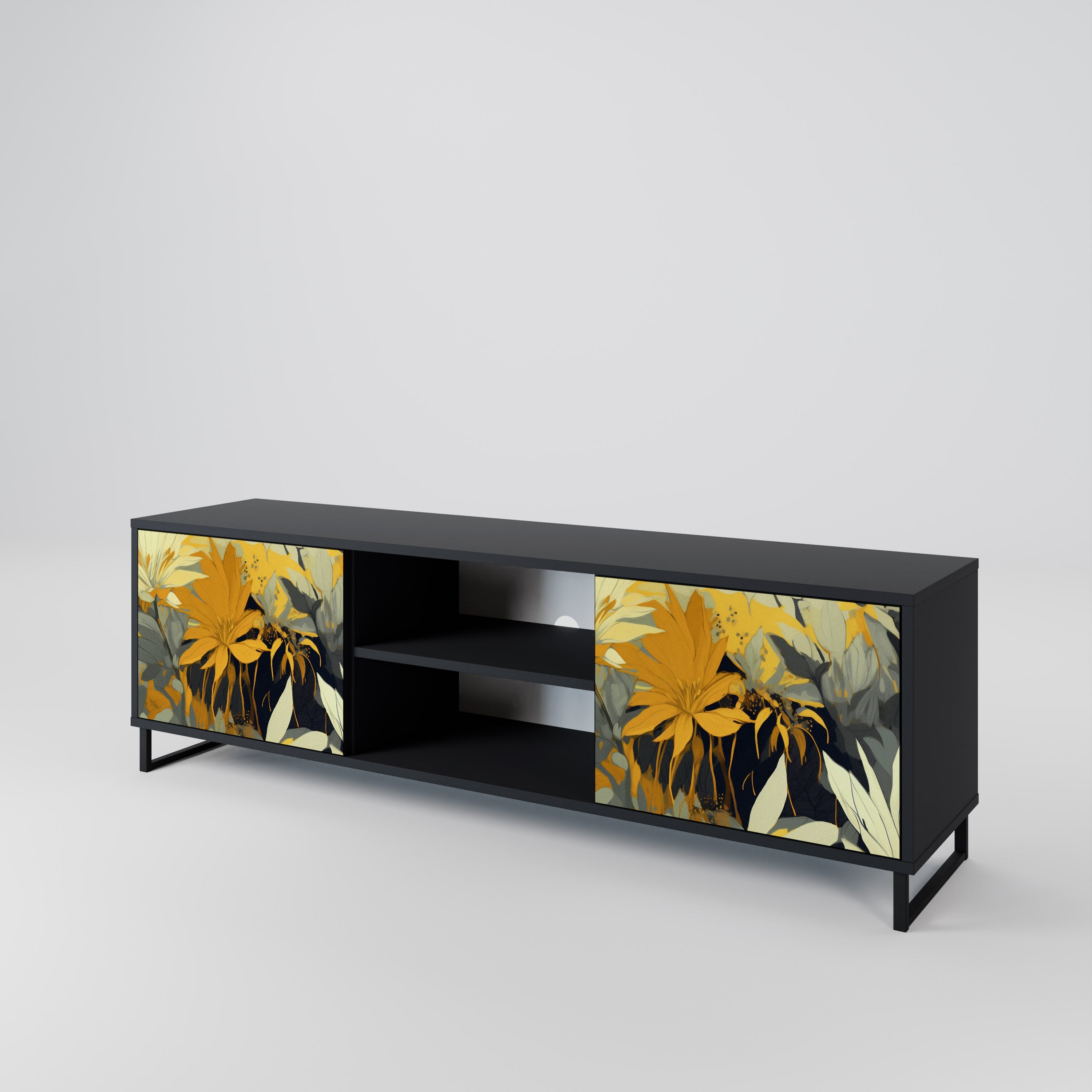 Mueble de TV de 2 puertas SUNKISSED LILY en acabado negro