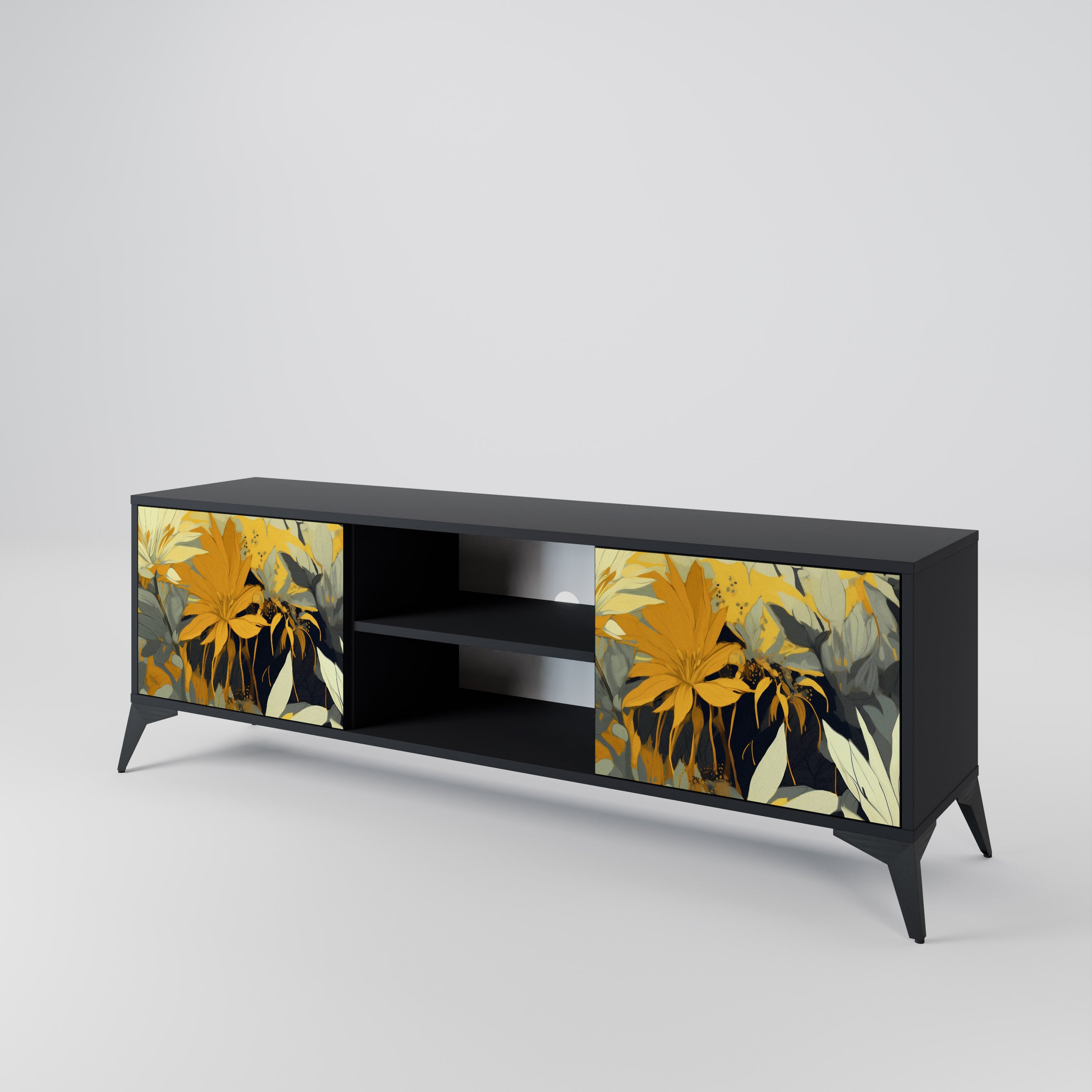 Mueble de TV de 2 puertas SUNKISSED LILY en acabado negro