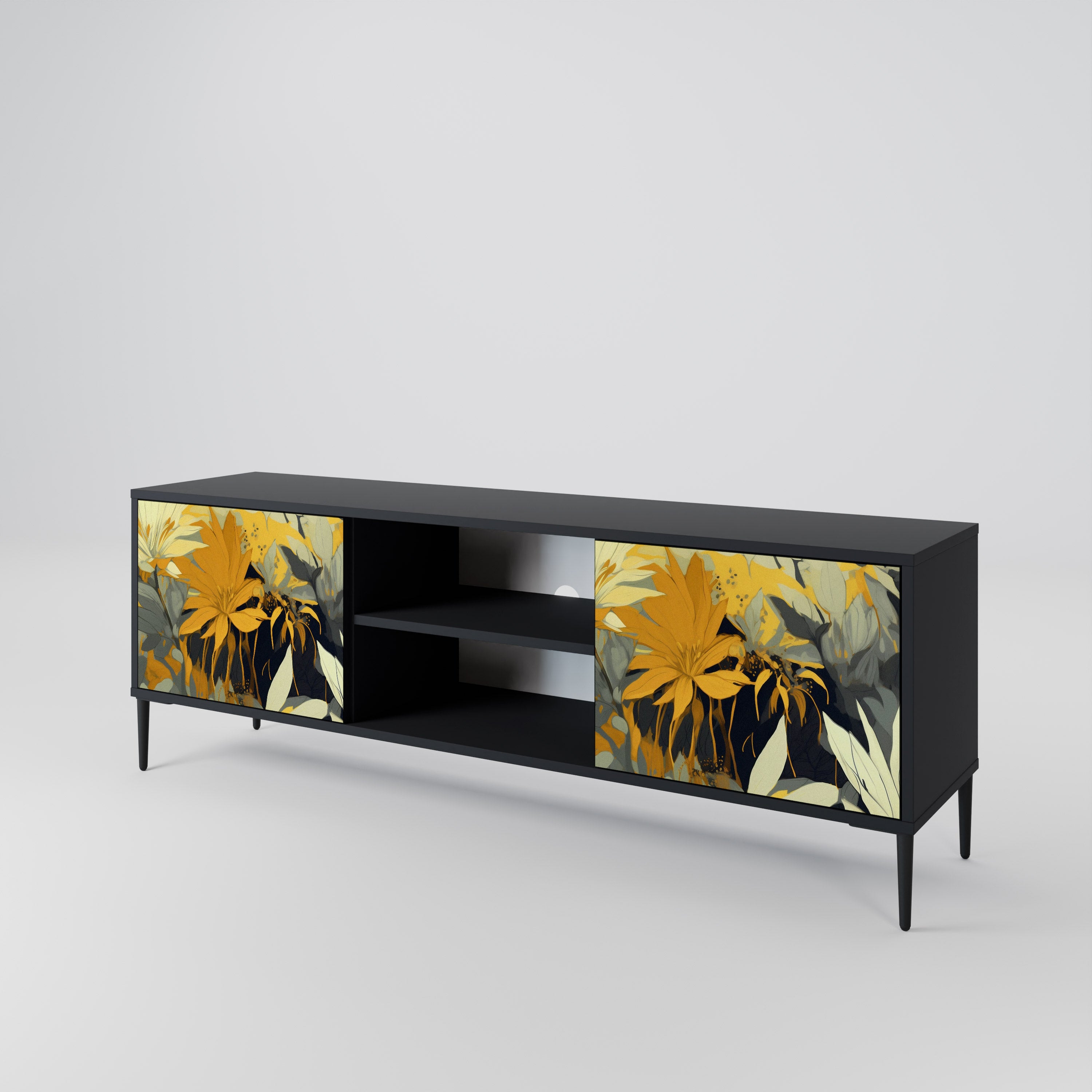 Mueble de TV de 2 puertas SUNKISSED LILY en acabado negro
