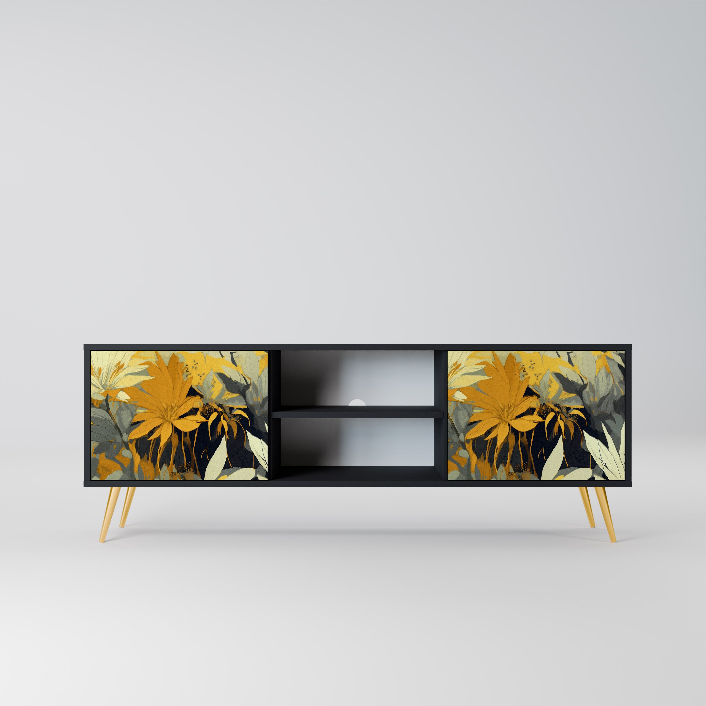 Mueble de TV de 2 puertas SUNKISSED LILY en acabado negro