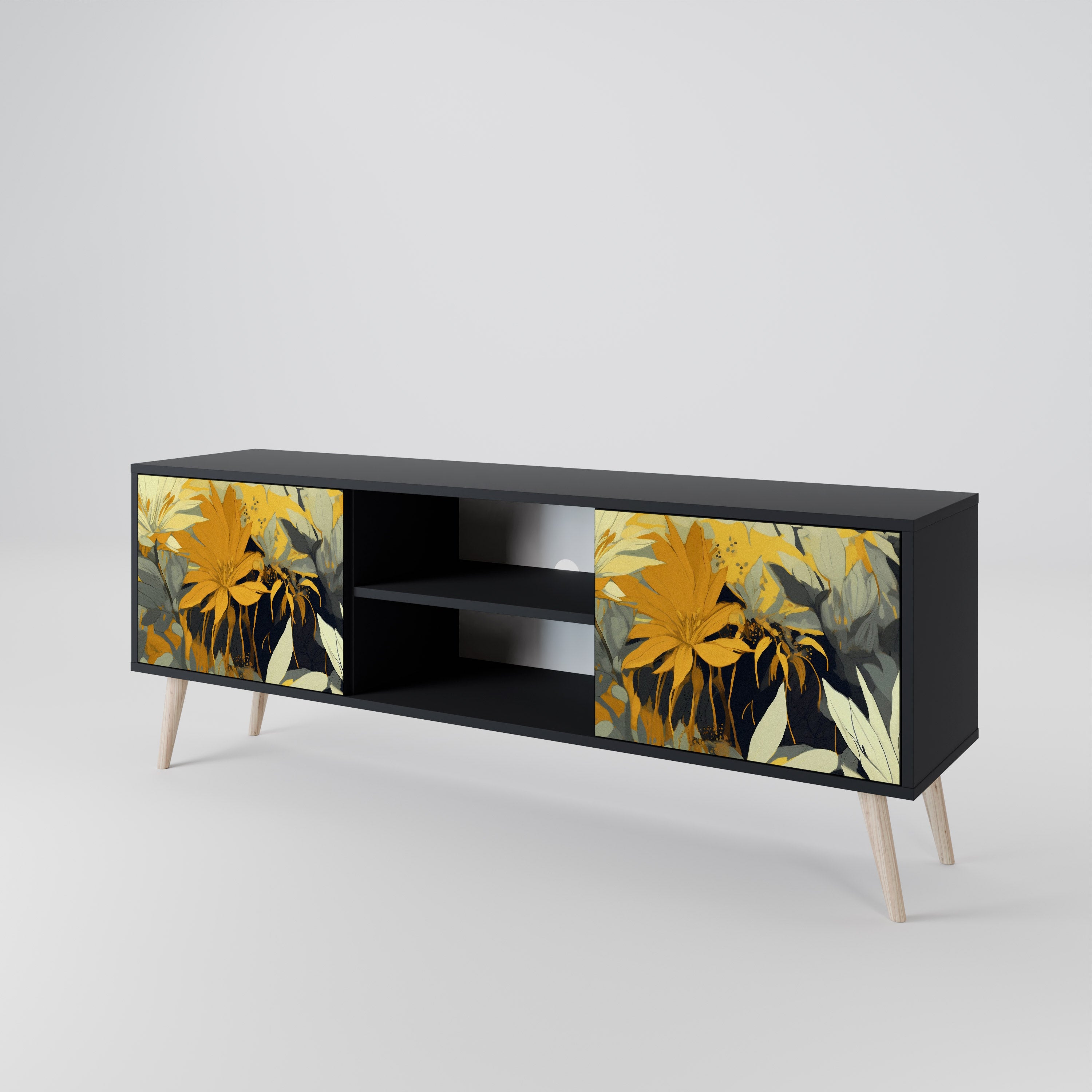 Mueble de TV de 2 puertas SUNKISSED LILY en acabado negro
