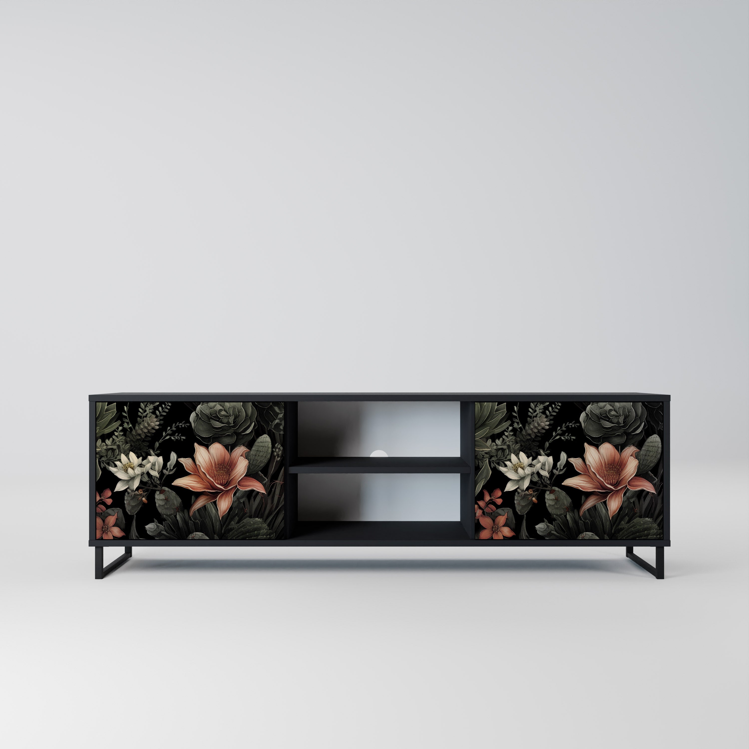 Mueble de TV SECRET VERDURE de 2 puertas con acabado negro