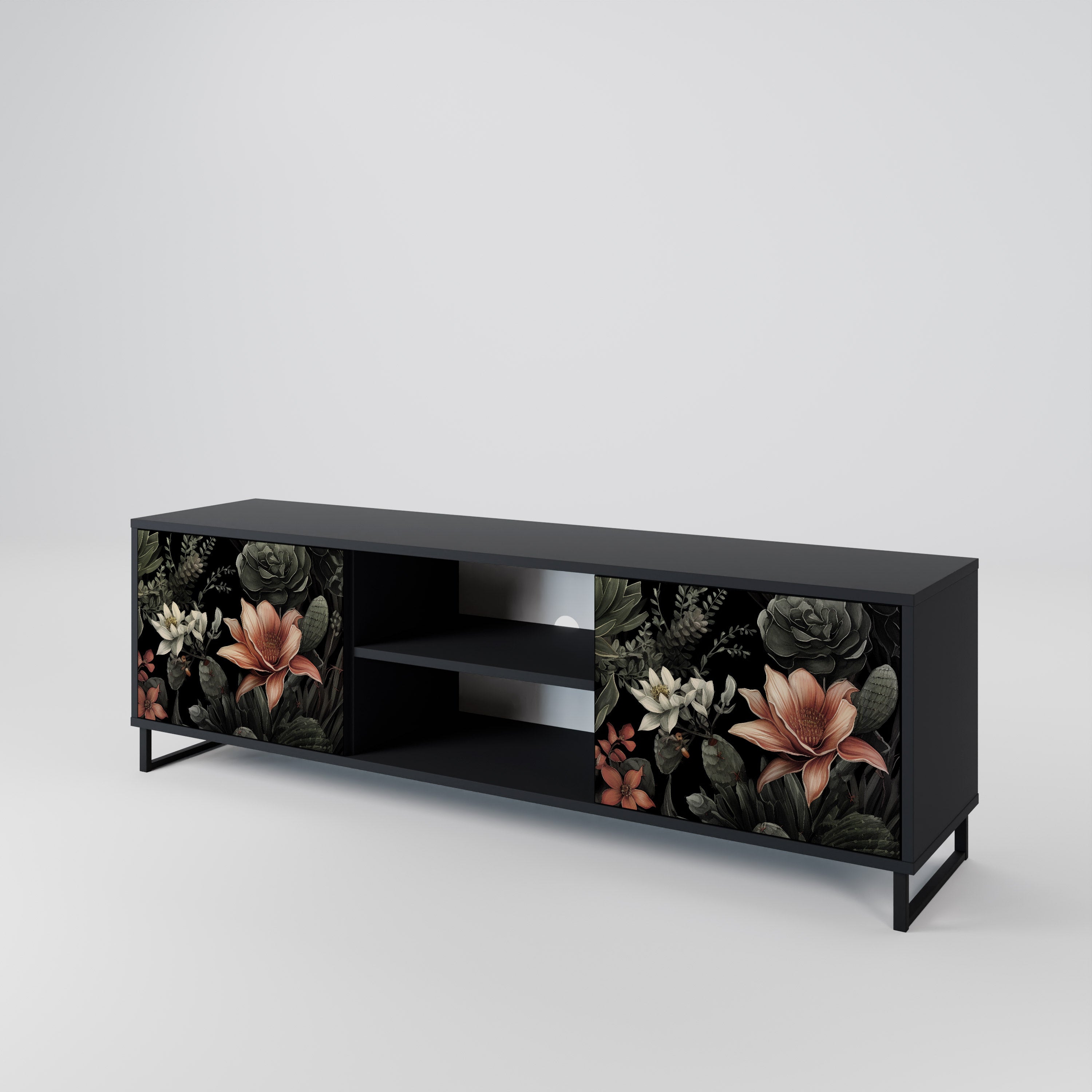 Mueble de TV SECRET VERDURE de 2 puertas con acabado negro