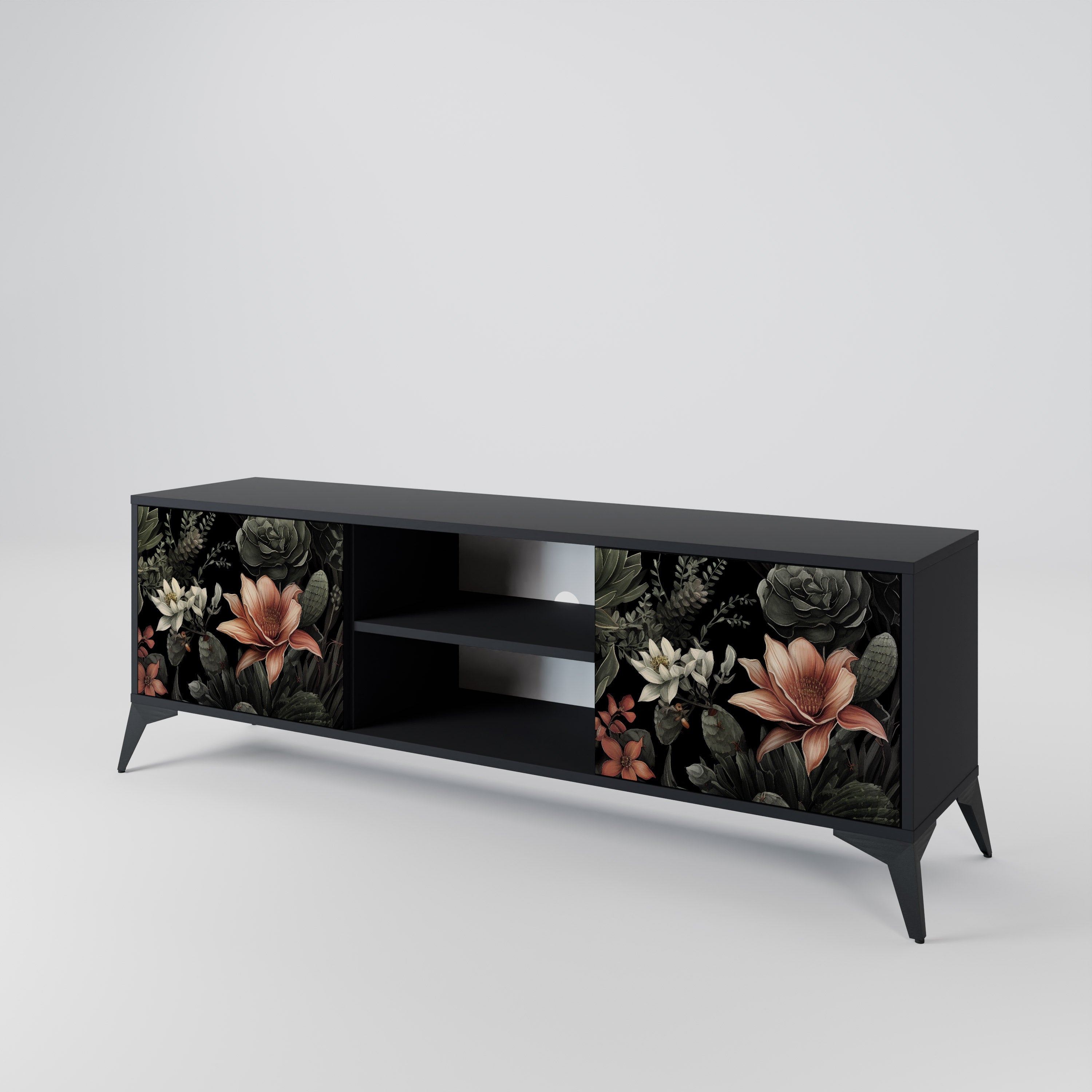 Mueble de TV SECRET VERDURE de 2 puertas con acabado negro