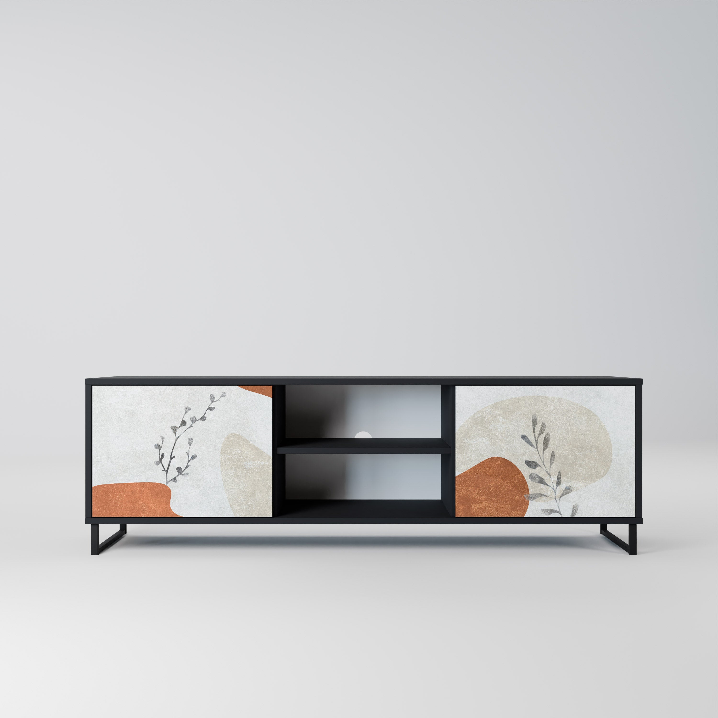 Mueble de TV TRANQUIL TWIG de 2 puertas con acabado negro