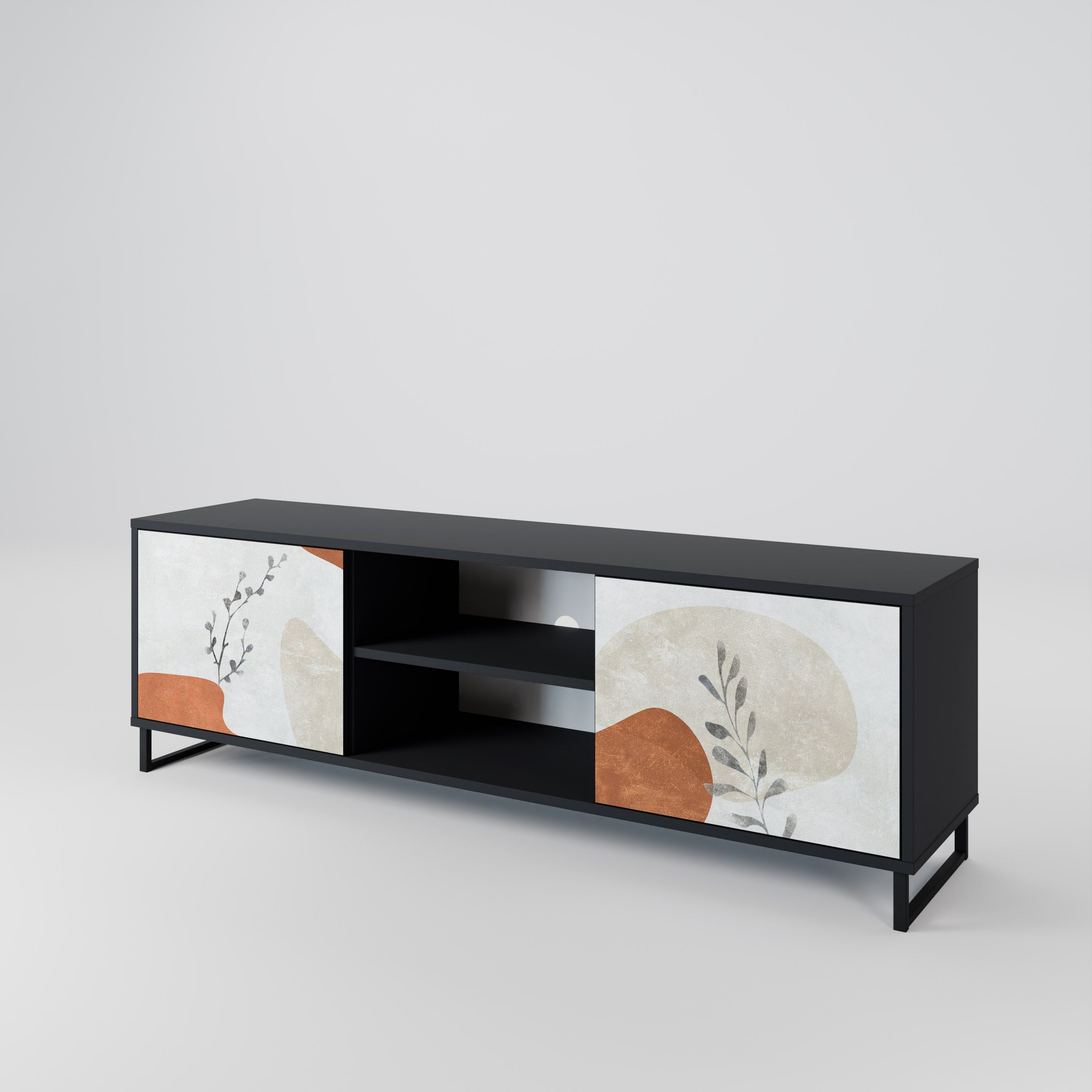 Mueble de TV TRANQUIL TWIG de 2 puertas con acabado negro