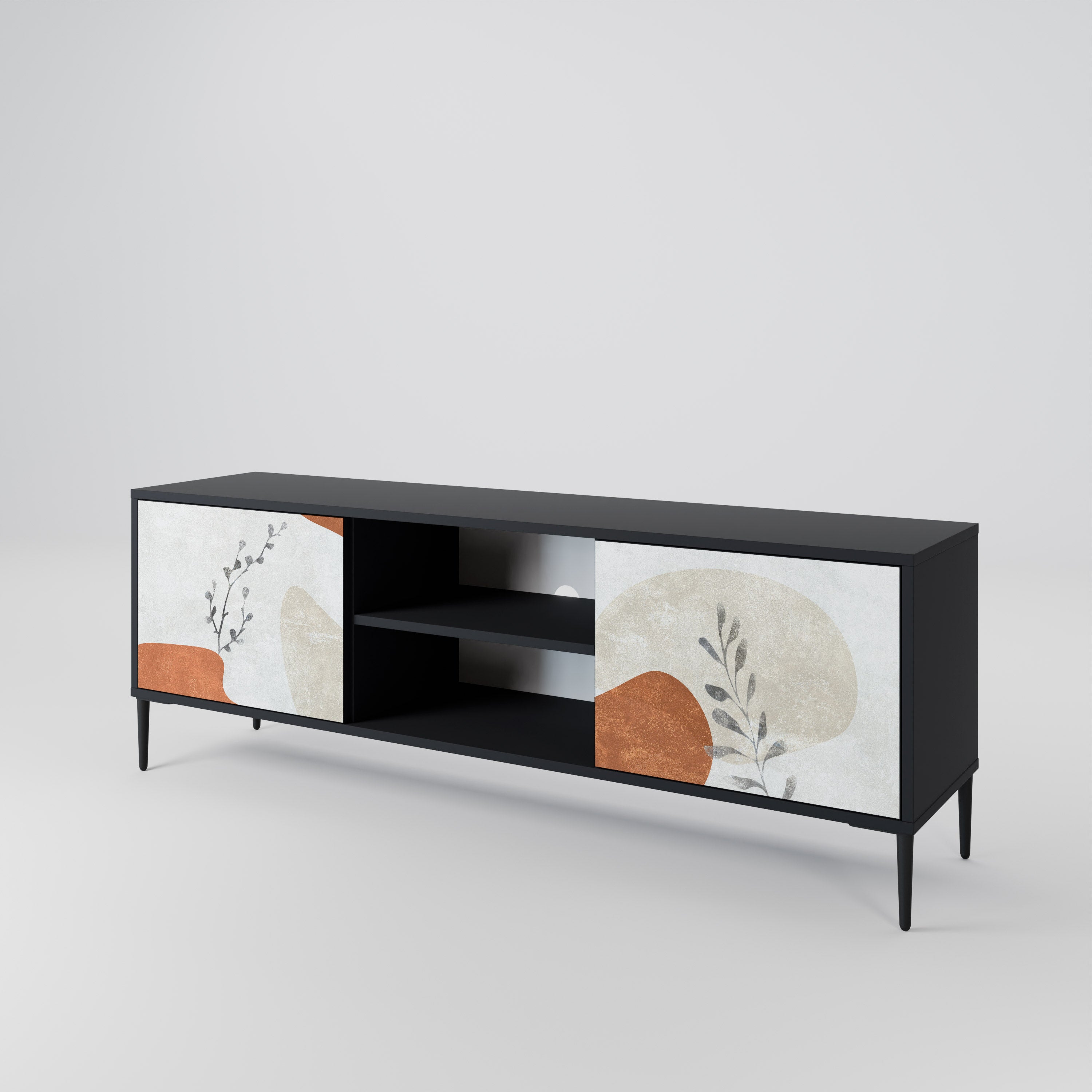 Mueble de TV TRANQUIL TWIG de 2 puertas con acabado negro