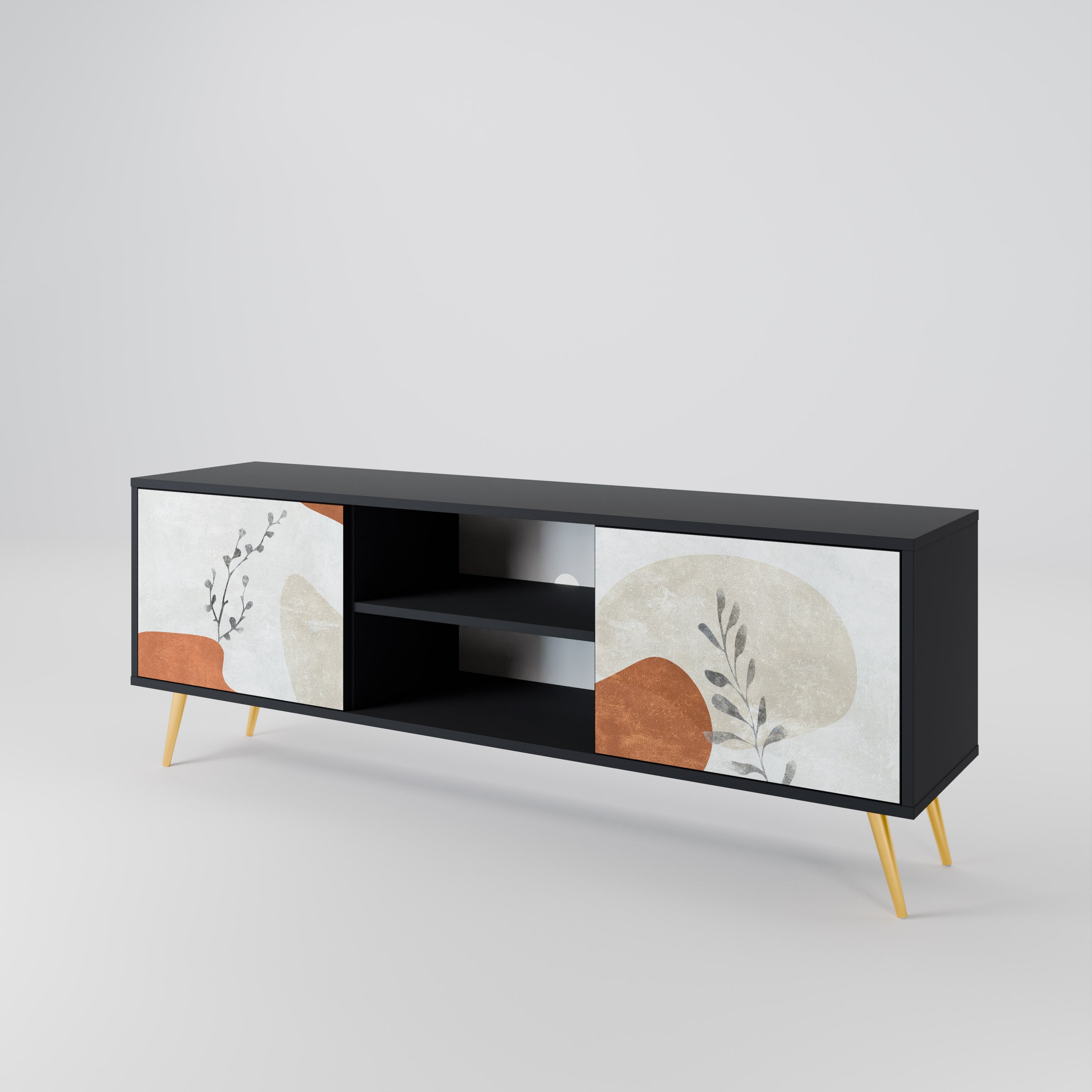 Mueble de TV TRANQUIL TWIG de 2 puertas con acabado negro