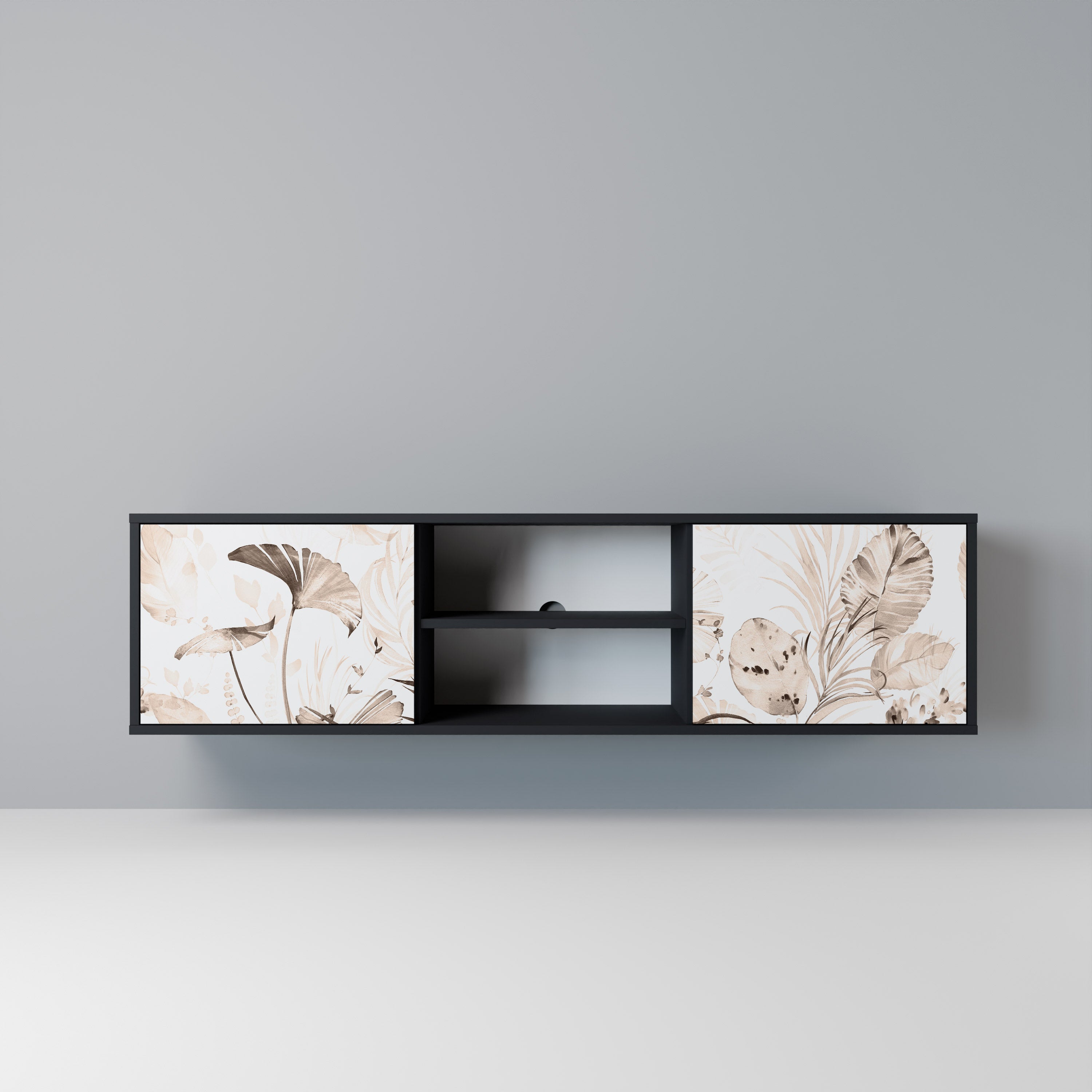 Mueble de TV de 2 puertas WILD TENDERNESS en acabado negro