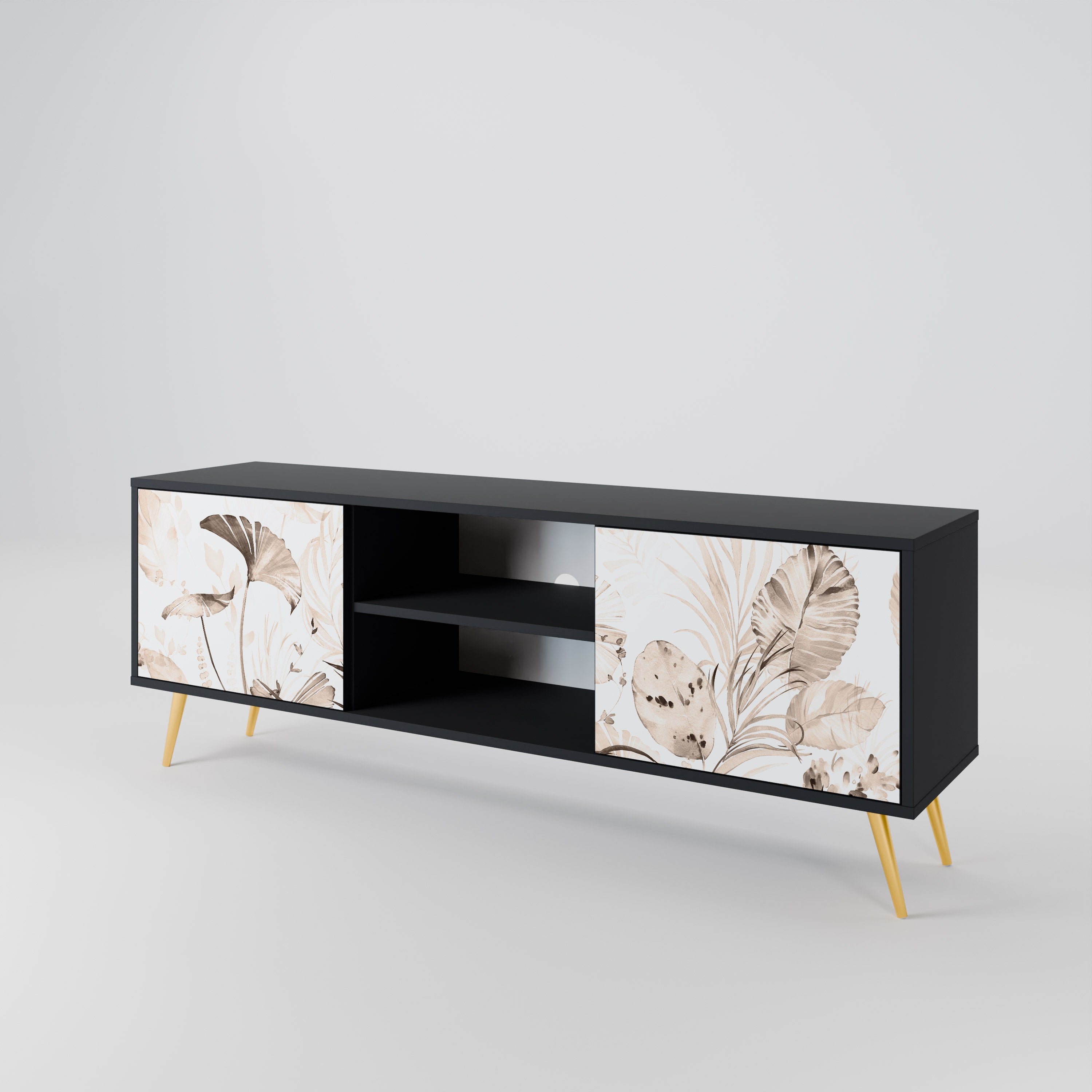 Mueble de TV de 2 puertas WILD TENDERNESS en acabado negro