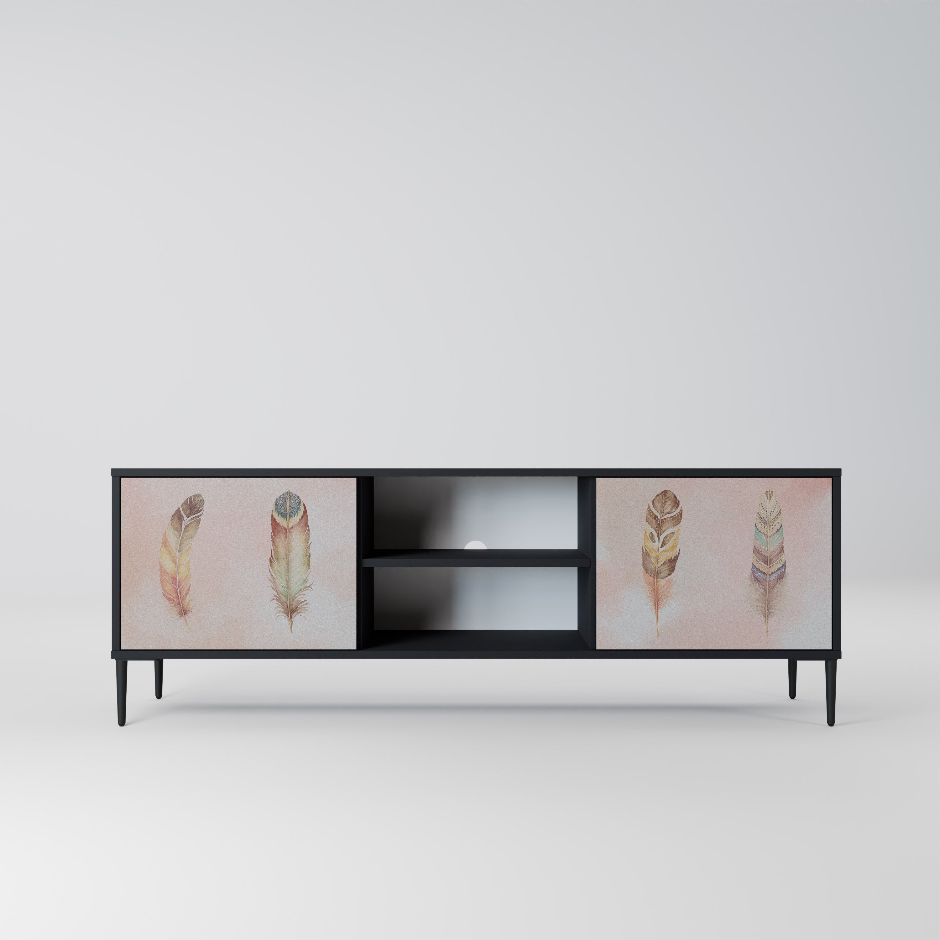 Mueble de TV de 2 puertas THE DELIQUESCE en acabado negro
