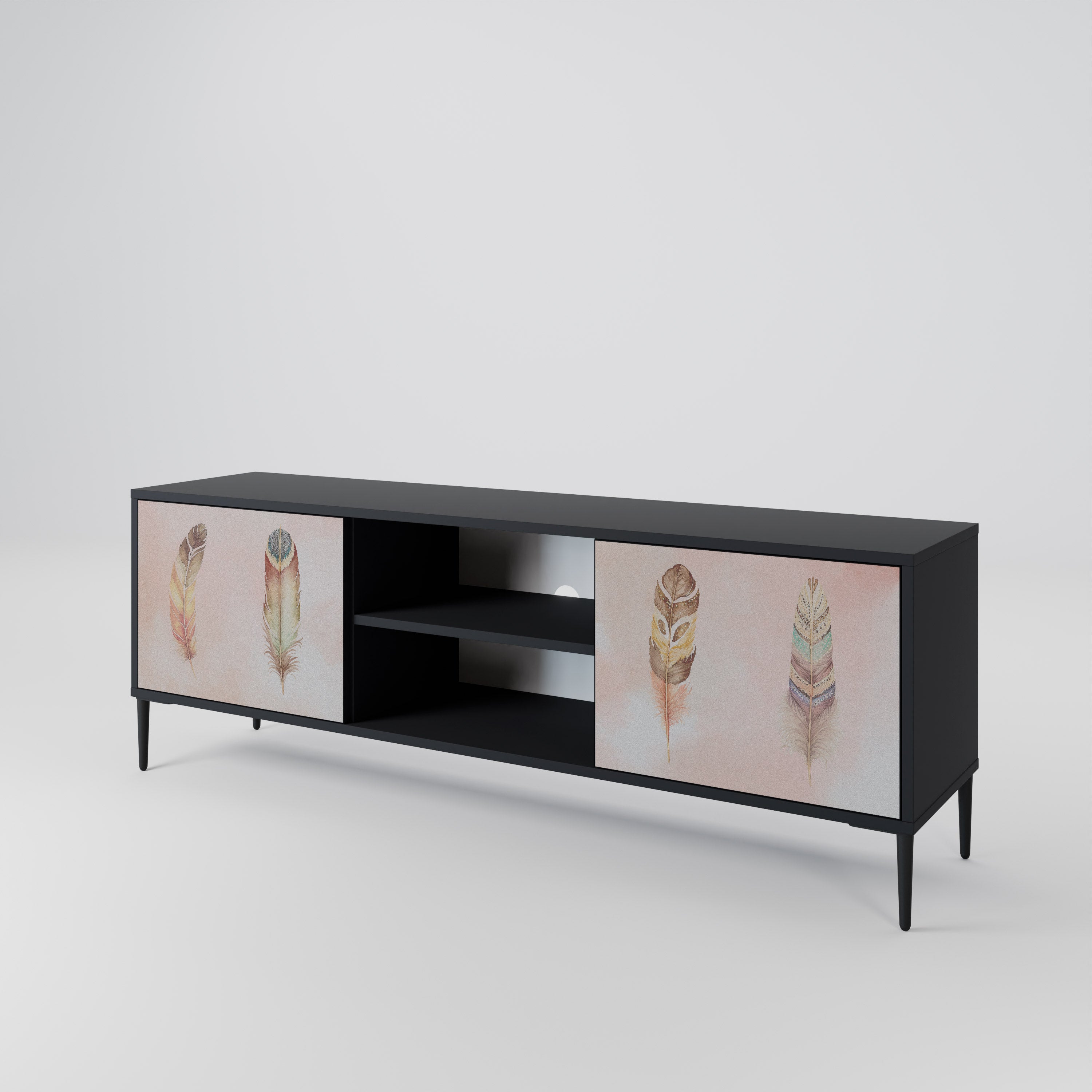 Mueble de TV de 2 puertas THE DELIQUESCE en acabado negro