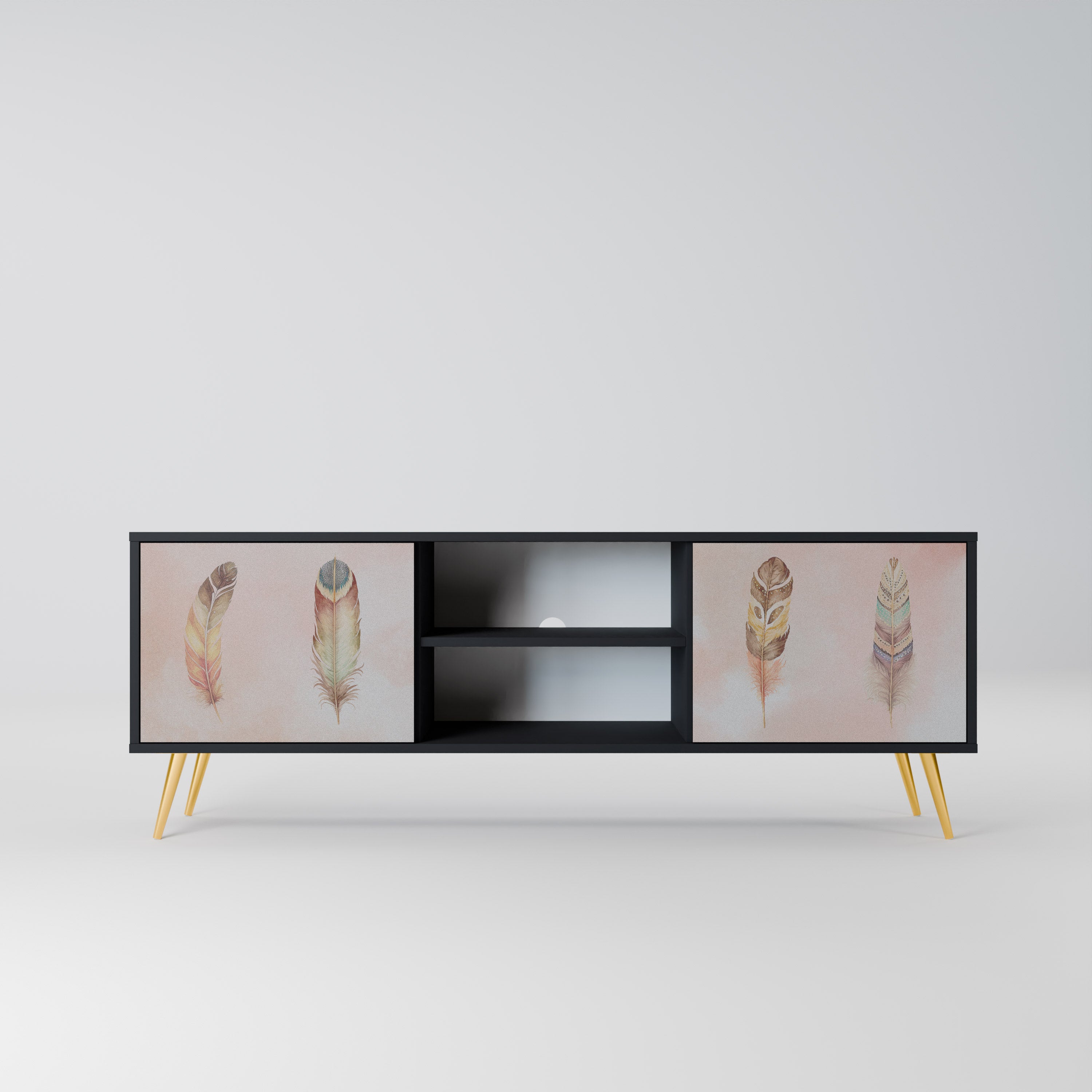 Mueble de TV de 2 puertas THE DELIQUESCE en acabado negro