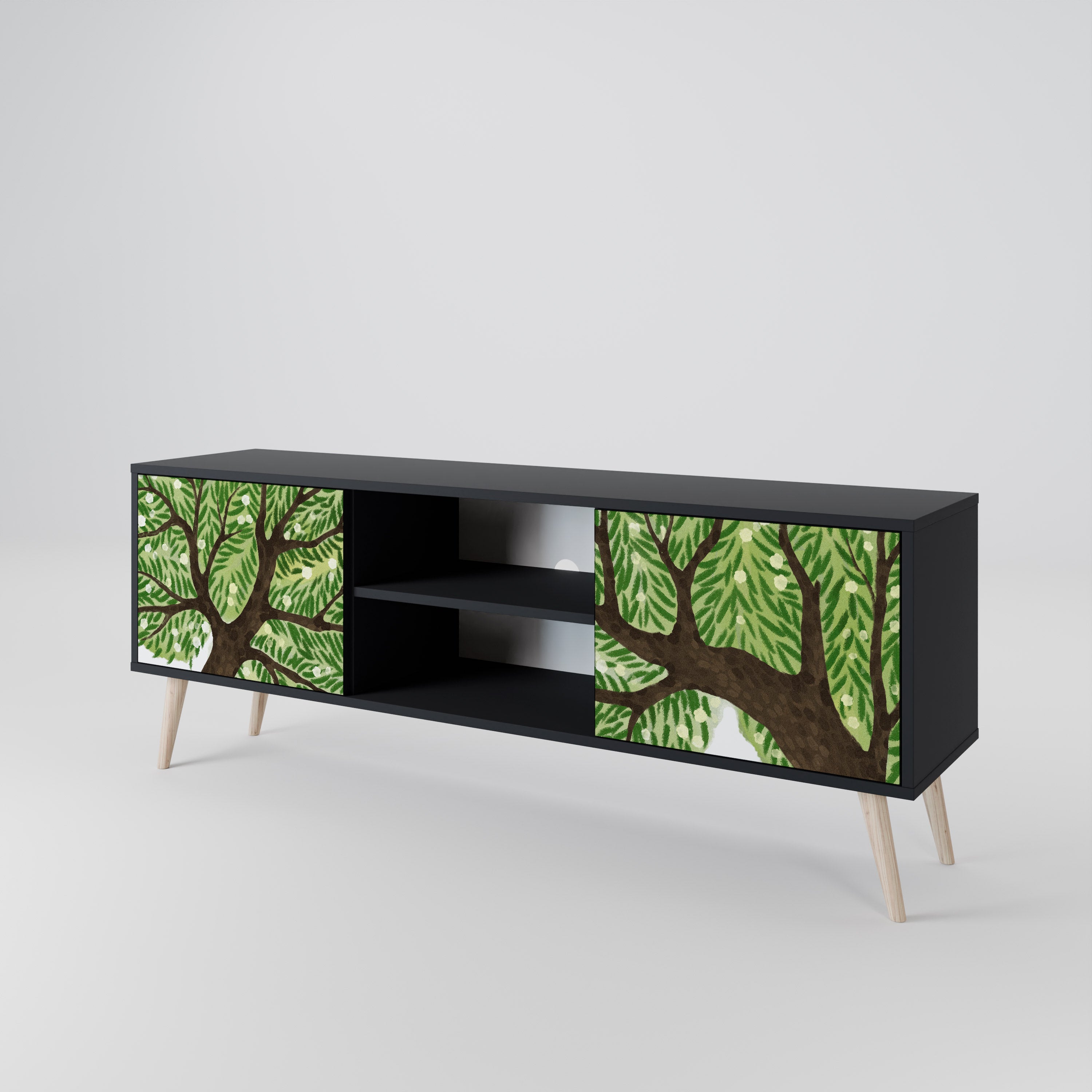 Mueble de TV WILDERNESS DASH de 2 puertas con acabado negro