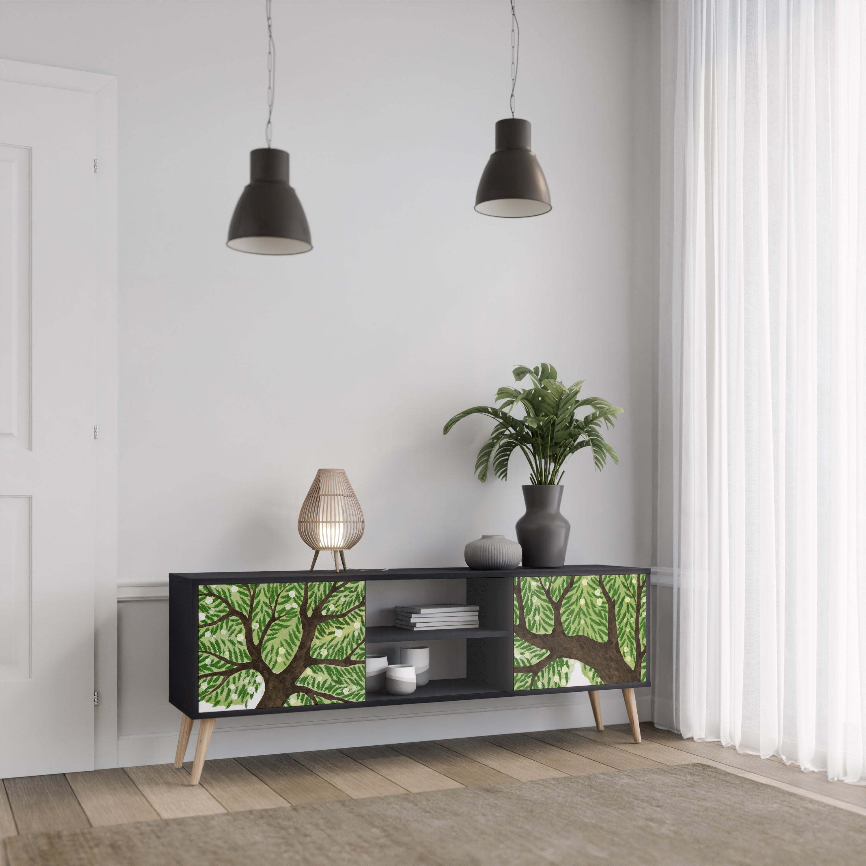 Mueble de TV WILDERNESS DASH de 2 puertas con acabado negro