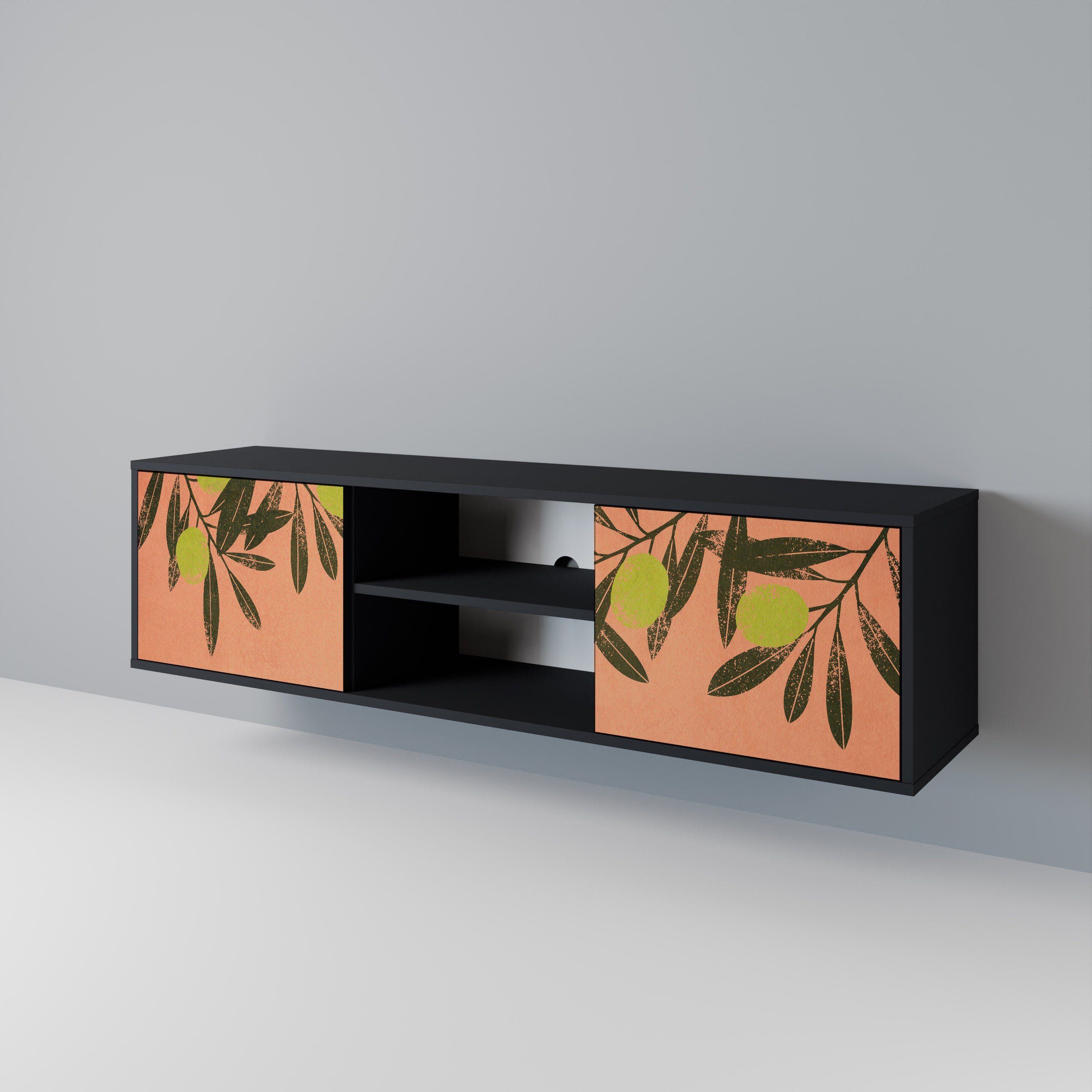 Mueble de TV de 2 puertas JUICY OLIVES con acabado negro