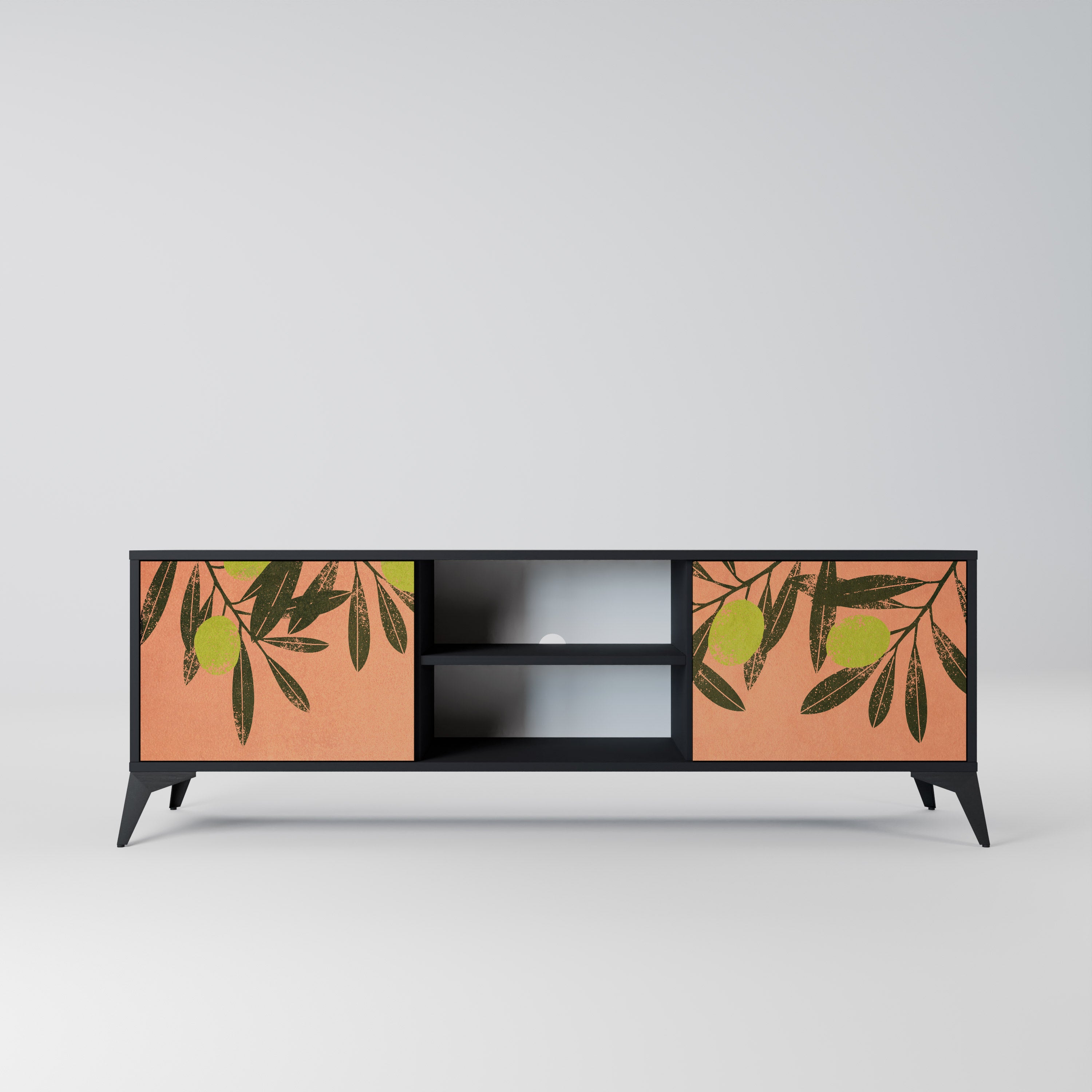 Mueble de TV de 2 puertas JUICY OLIVES con acabado negro