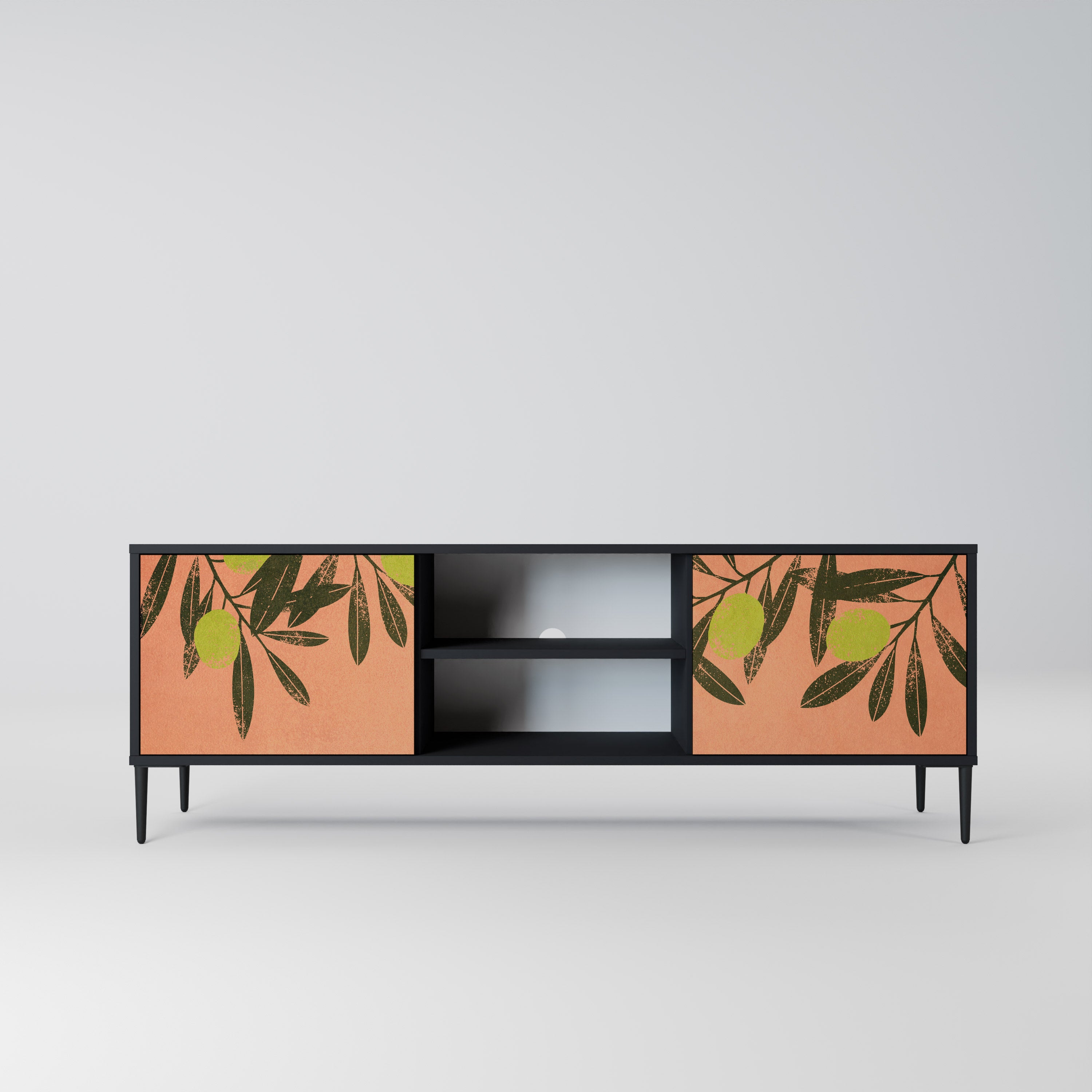 Mueble de TV de 2 puertas JUICY OLIVES con acabado negro