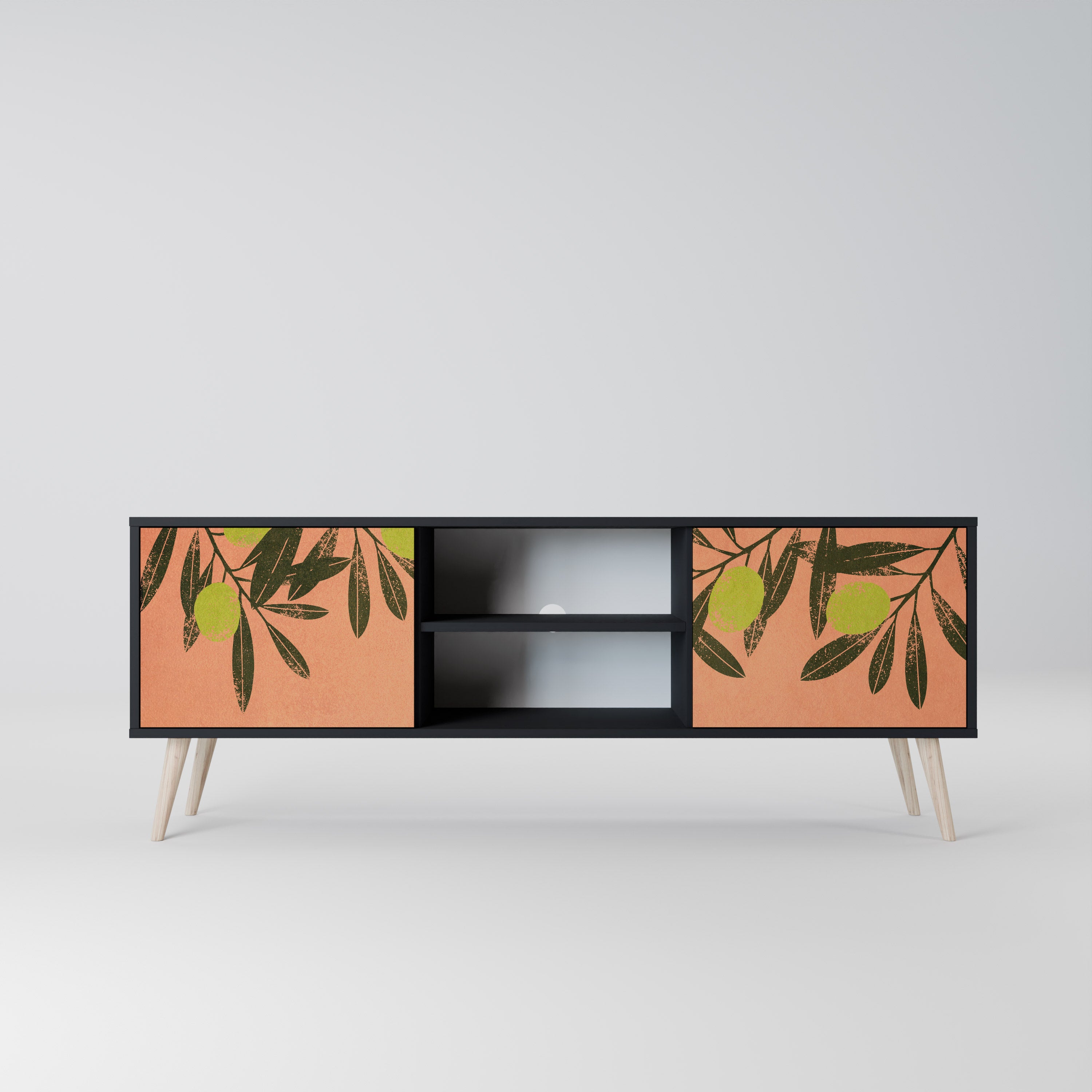 Mueble de TV de 2 puertas JUICY OLIVES con acabado negro