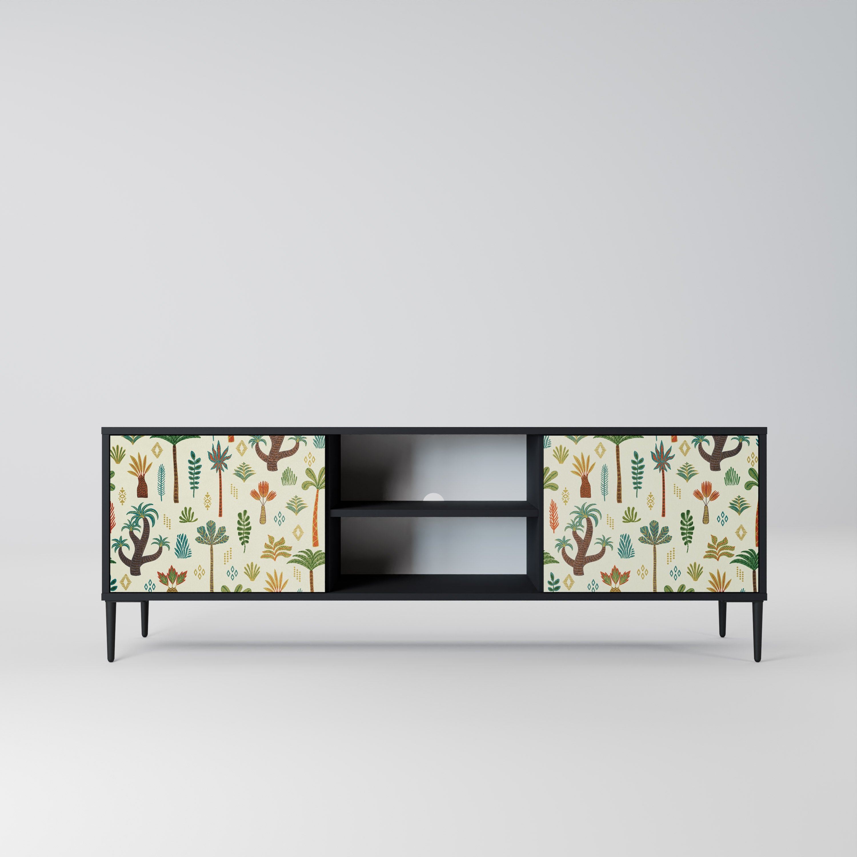 Mueble de TV de 2 puertas PALM SPRING con acabado negro