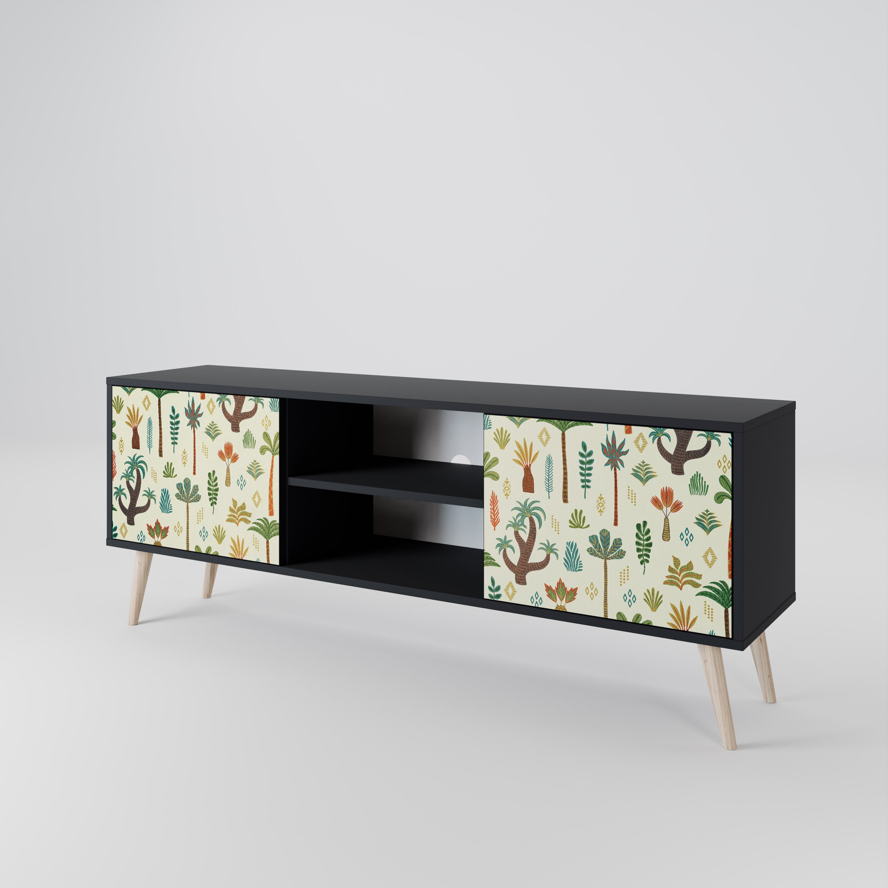 Mueble de TV de 2 puertas PALM SPRING con acabado negro
