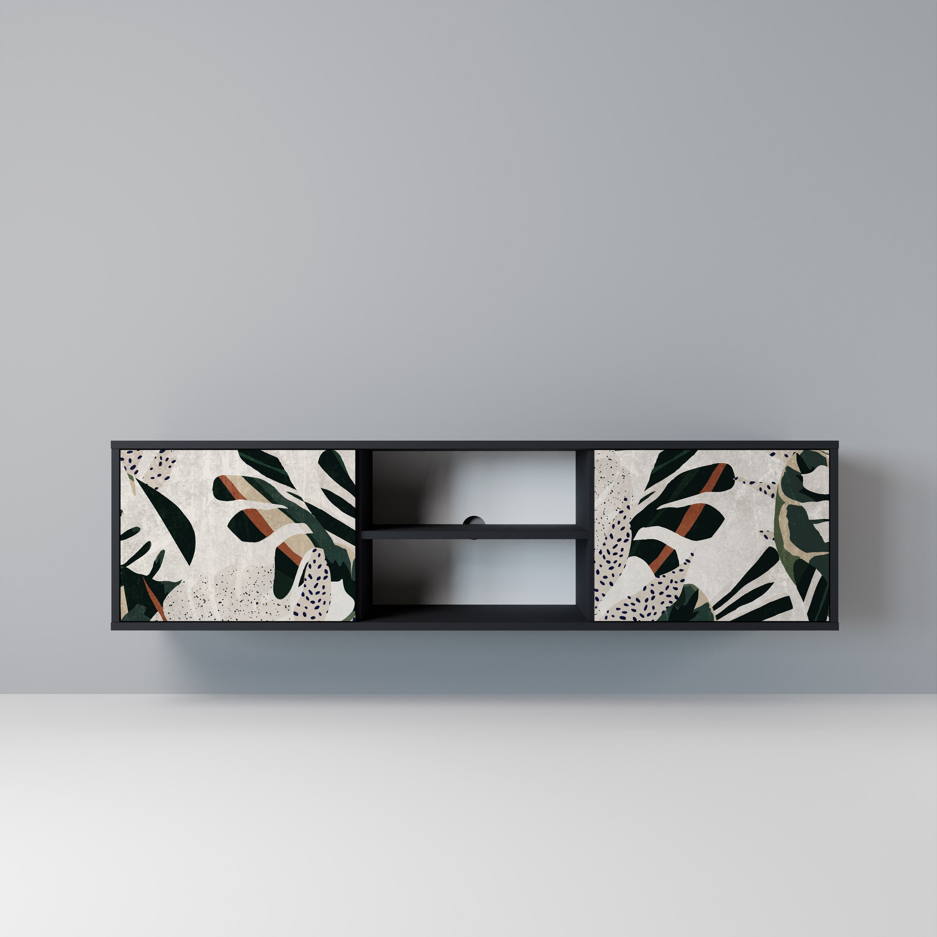 Mueble de TV de 2 puertas VERDURE FORMATION en acabado negro