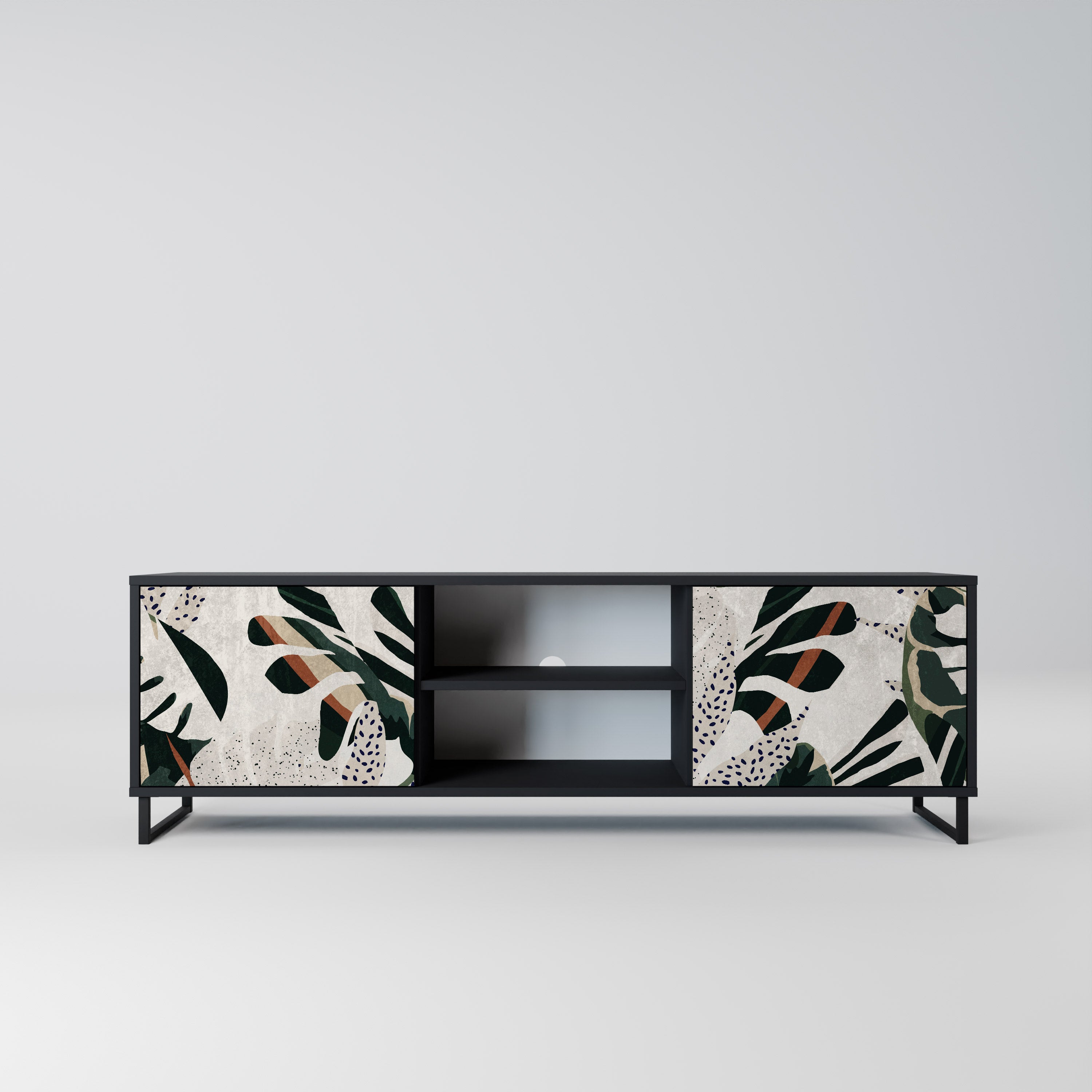 Mueble de TV de 2 puertas VERDURE FORMATION en acabado negro