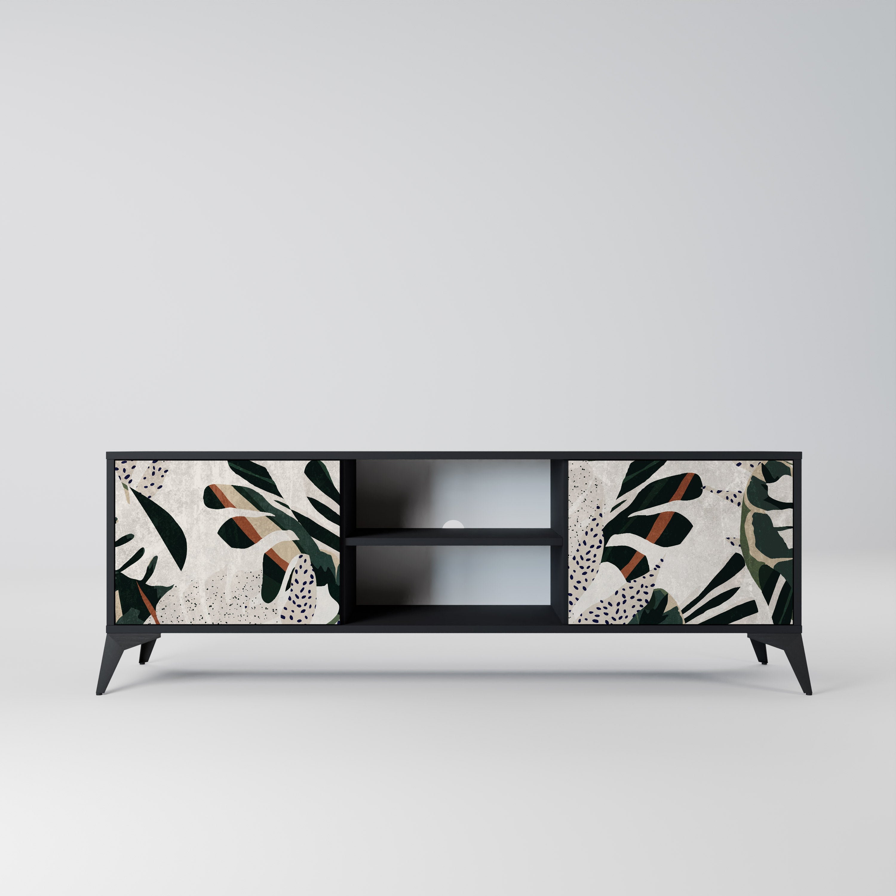 Mueble de TV de 2 puertas VERDURE FORMATION en acabado negro