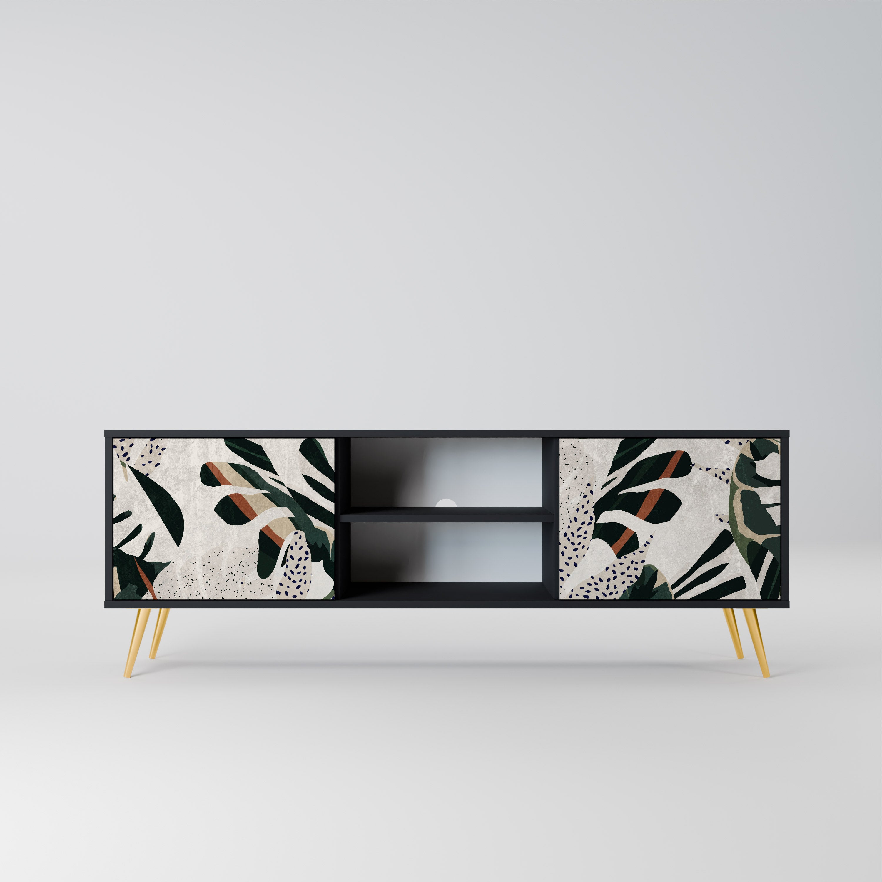 Mueble de TV de 2 puertas VERDURE FORMATION en acabado negro