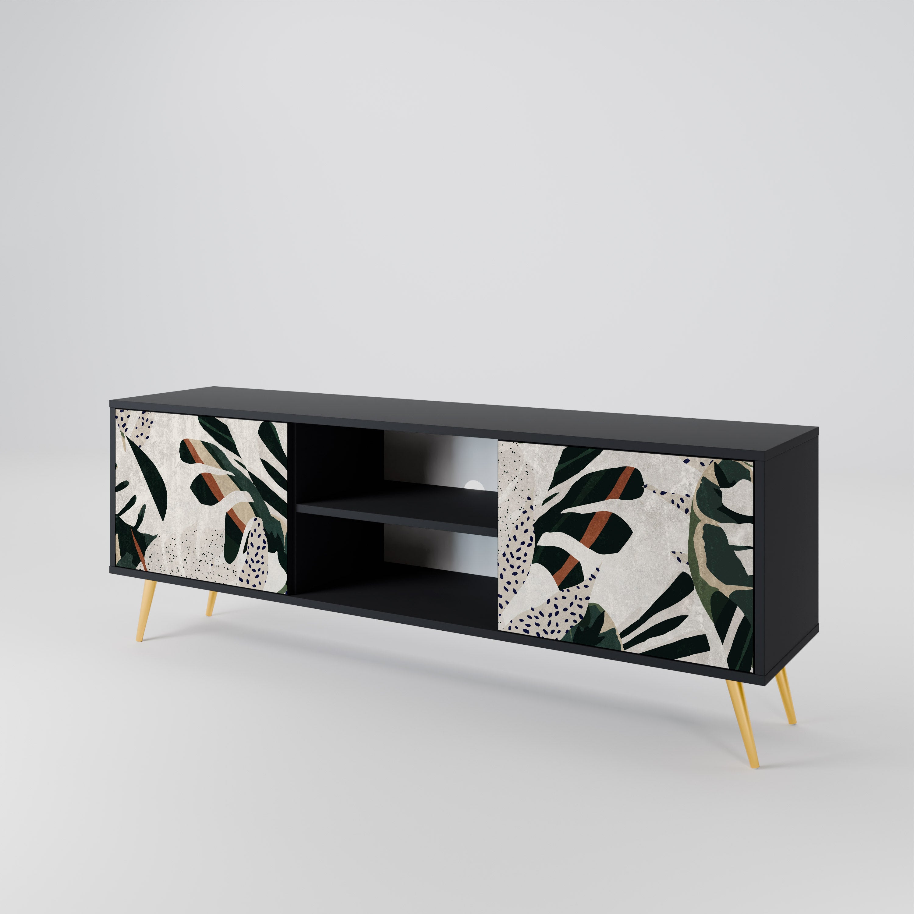 Mueble de TV de 2 puertas VERDURE FORMATION en acabado negro