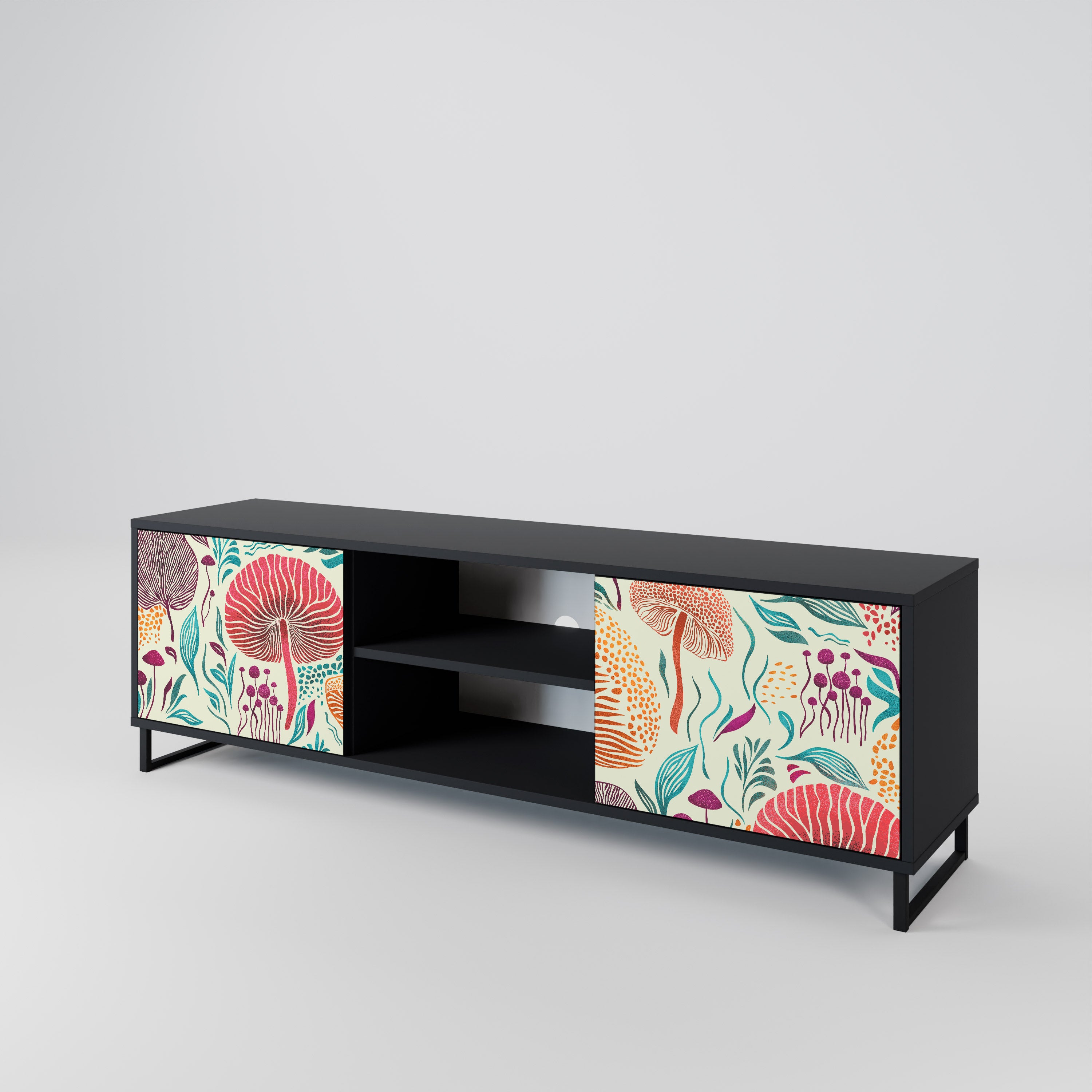 Mueble de TV FUNGUS FANTASY de 2 puertas con acabado negro
