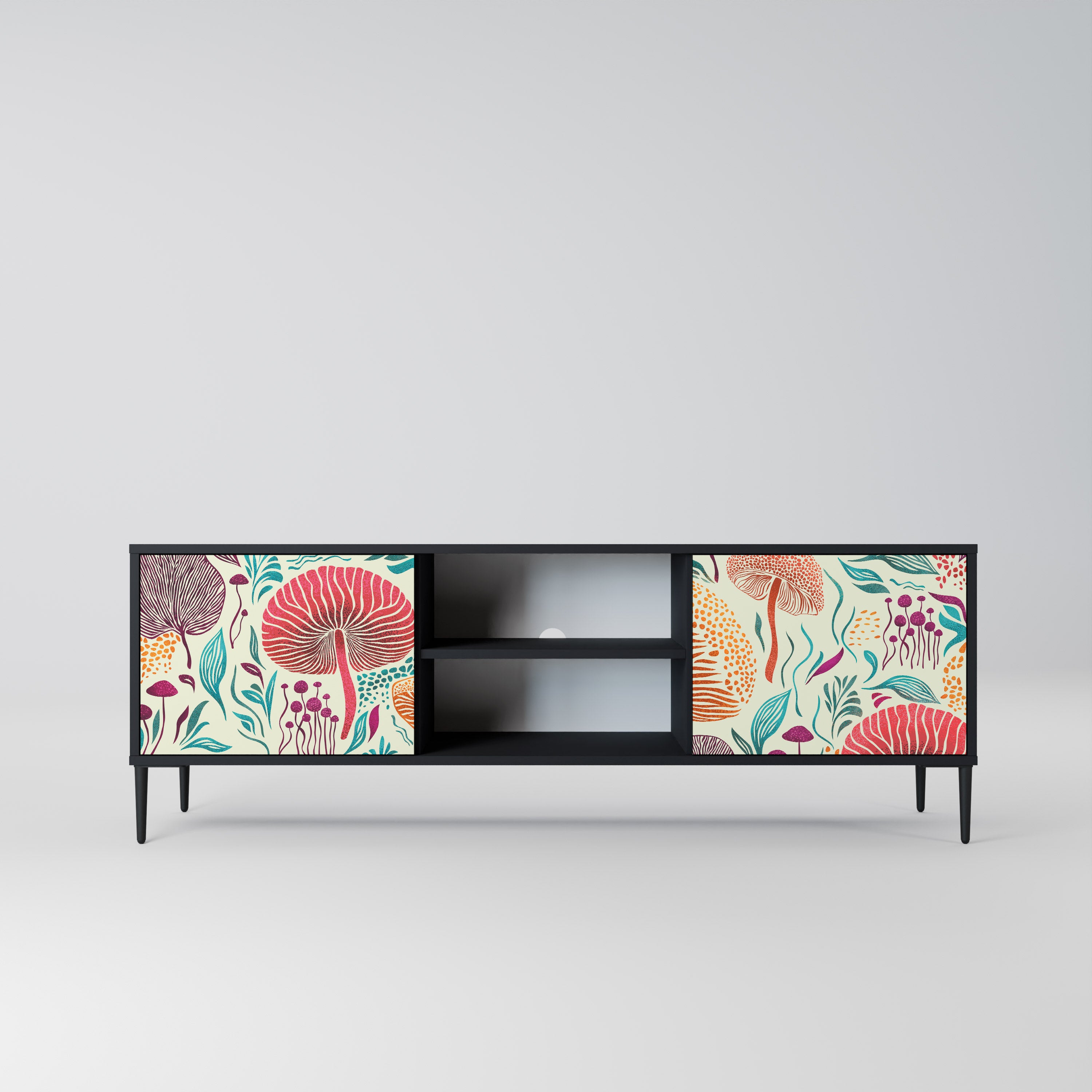 Mueble de TV FUNGUS FANTASY de 2 puertas con acabado negro
