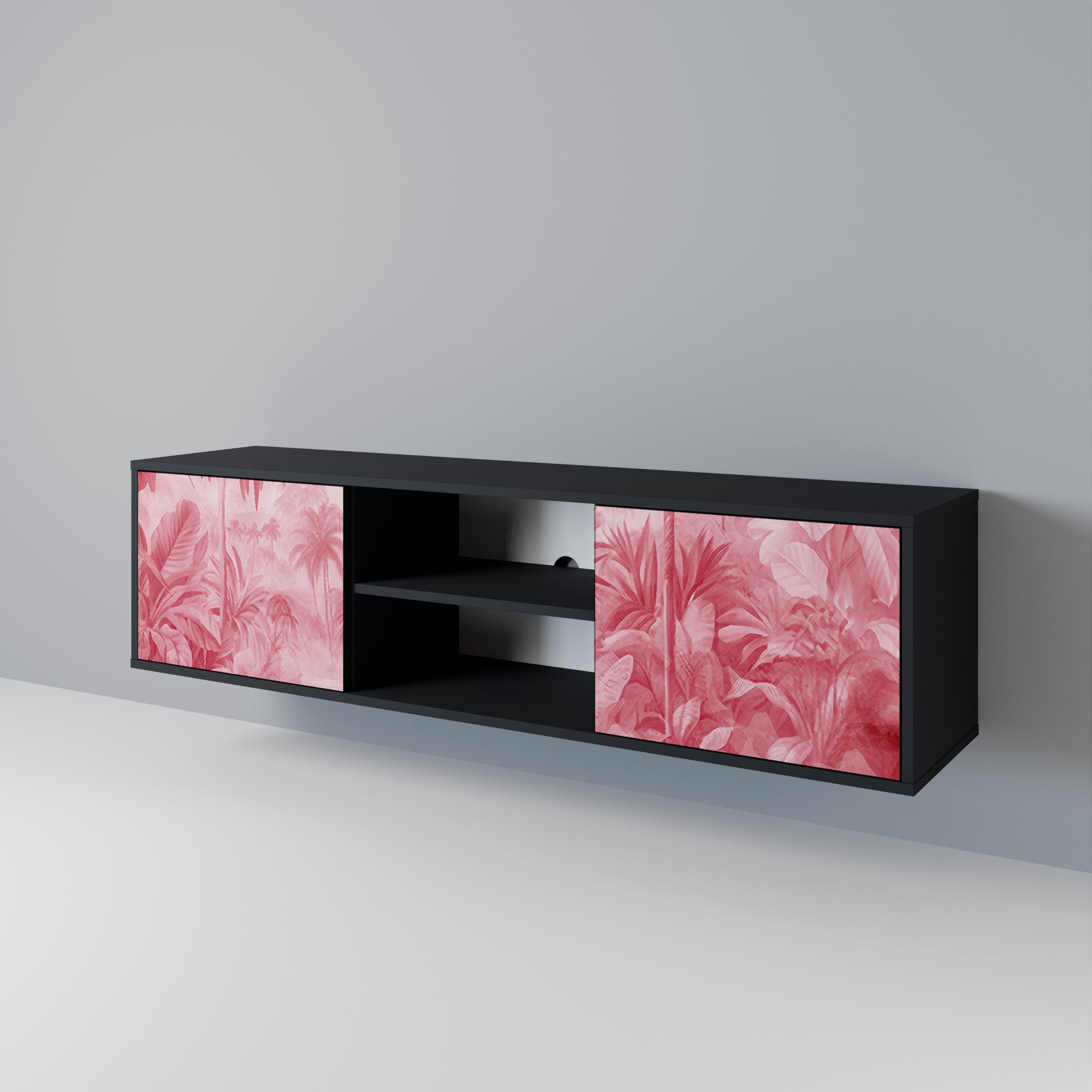 Mueble de TV SWEET TROPICS de 2 puertas con acabado negro