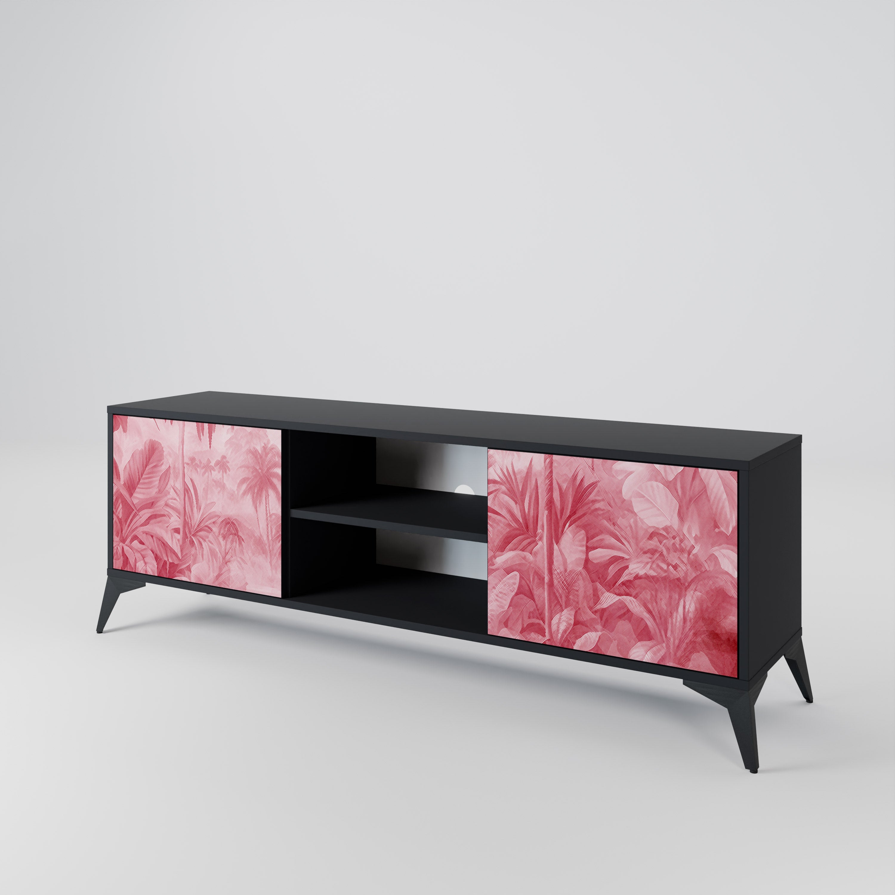 Mueble de TV SWEET TROPICS de 2 puertas con acabado negro