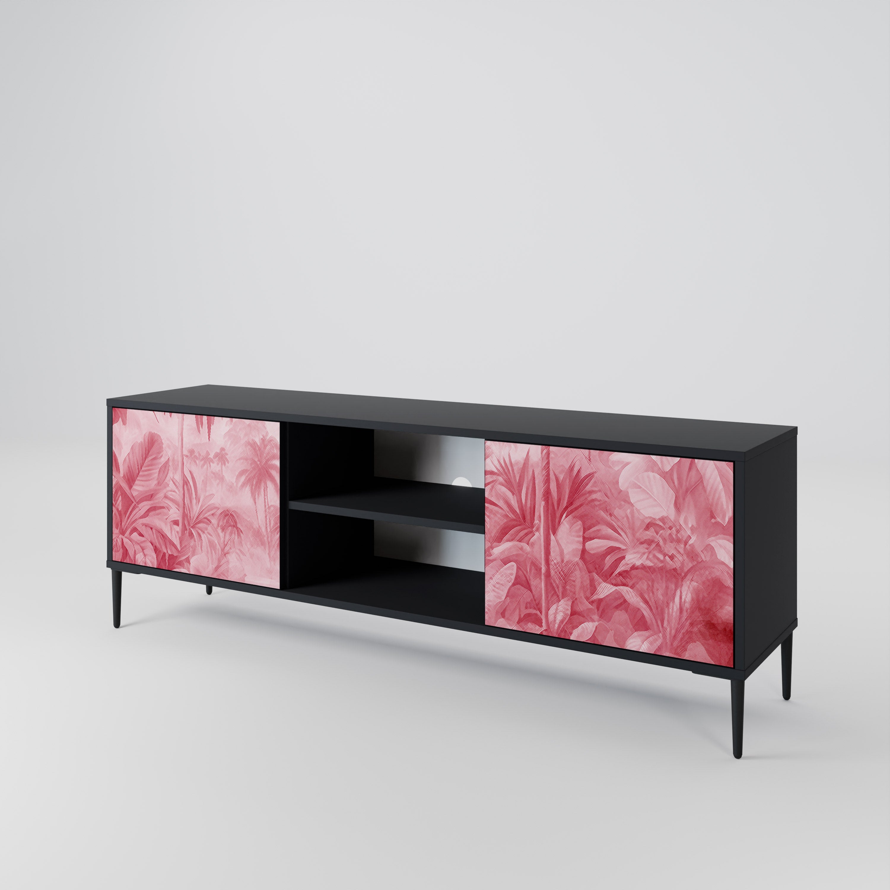 Mueble de TV SWEET TROPICS de 2 puertas con acabado negro