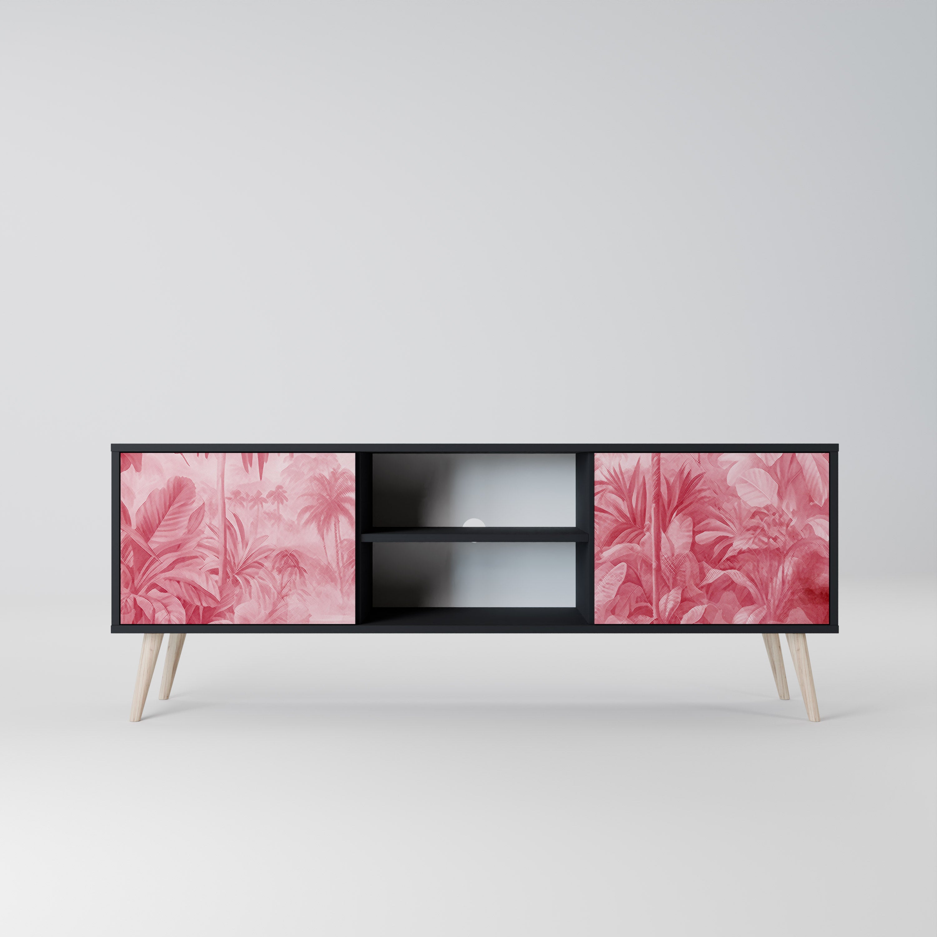 Mueble de TV SWEET TROPICS de 2 puertas con acabado negro