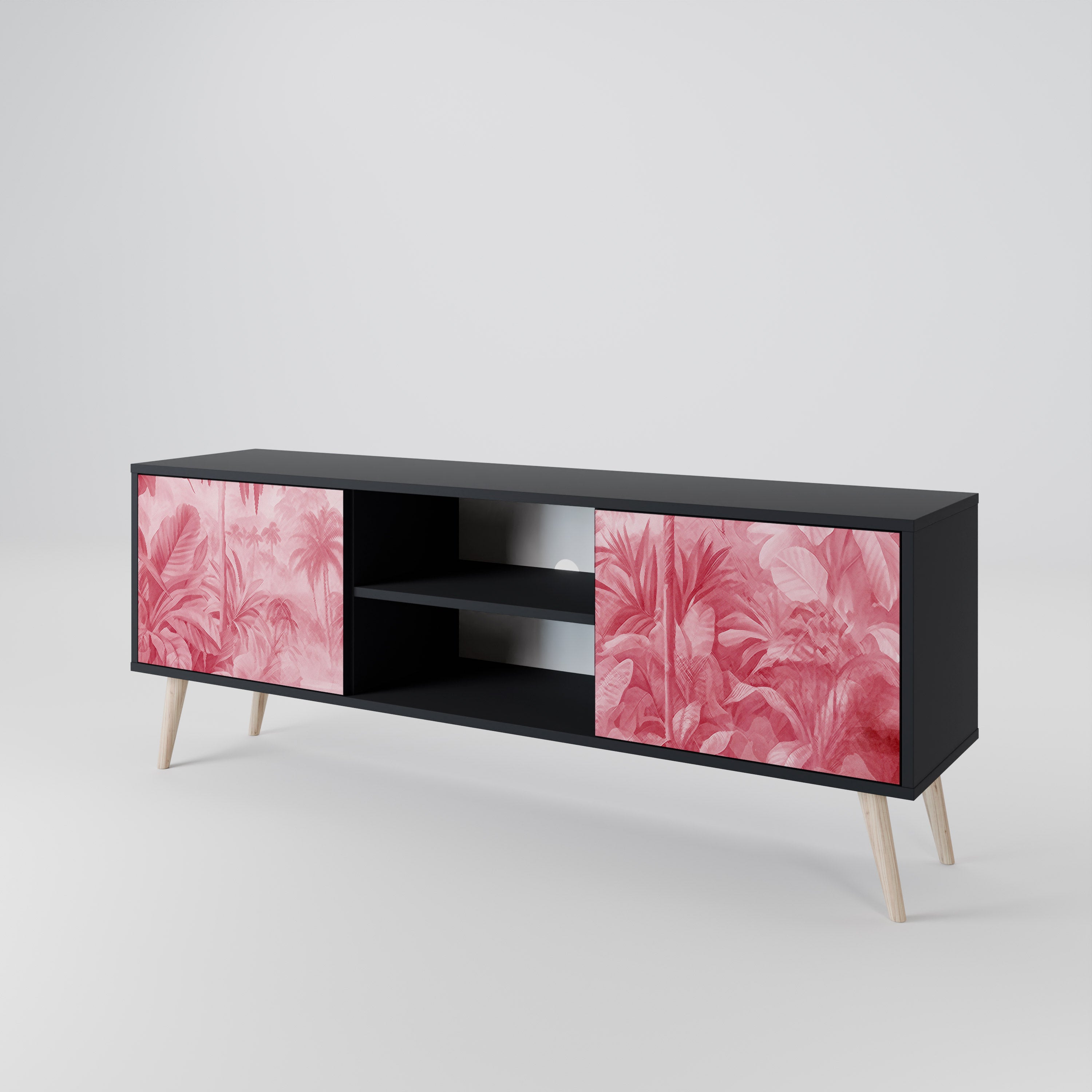 Mueble de TV SWEET TROPICS de 2 puertas con acabado negro