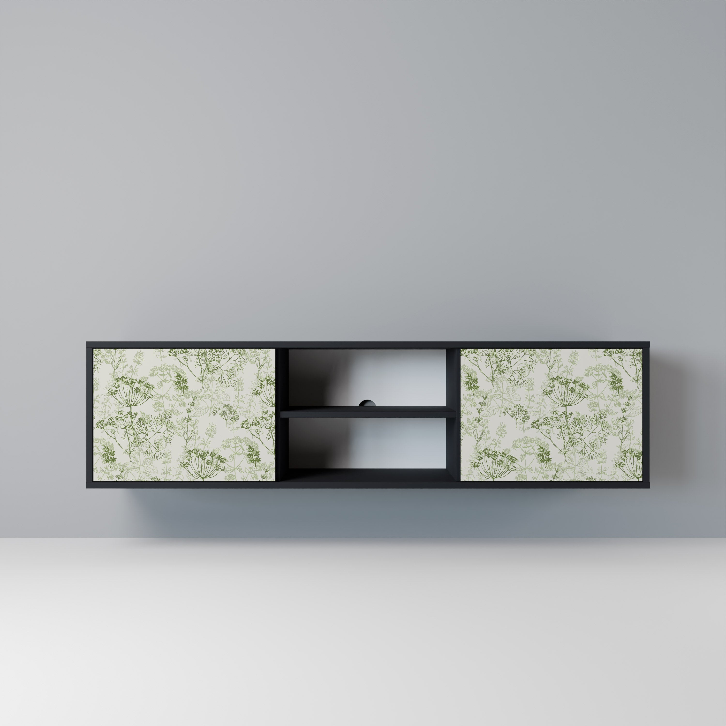 Mueble de TV FENNEL BALDACHIN de 2 puertas con acabado negro