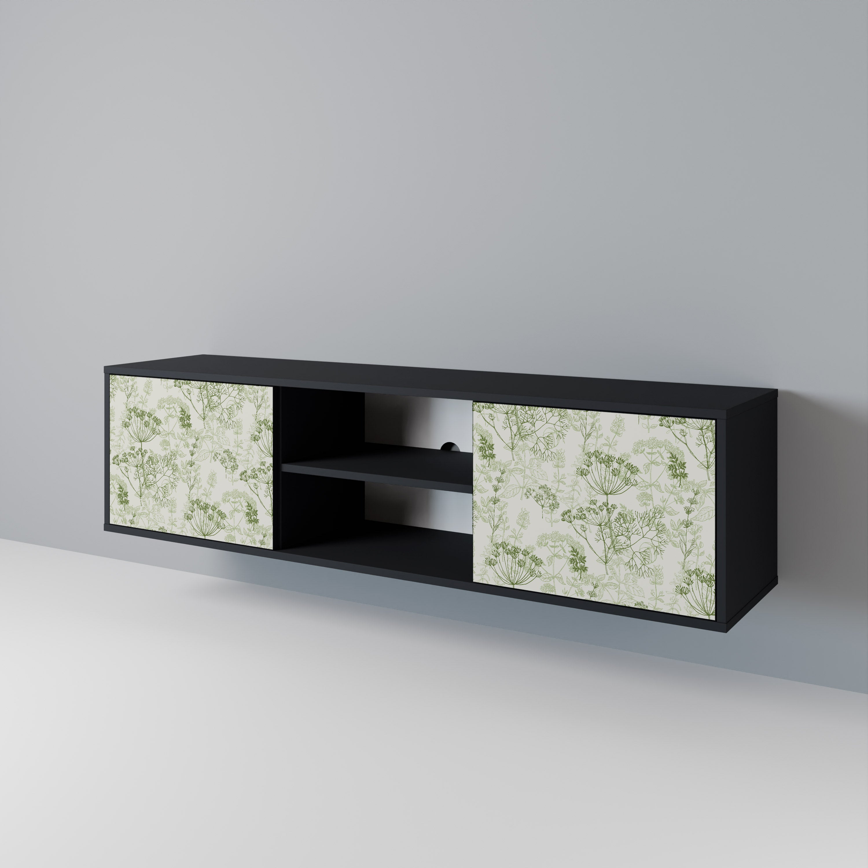 Mueble de TV FENNEL BALDACHIN de 2 puertas con acabado negro