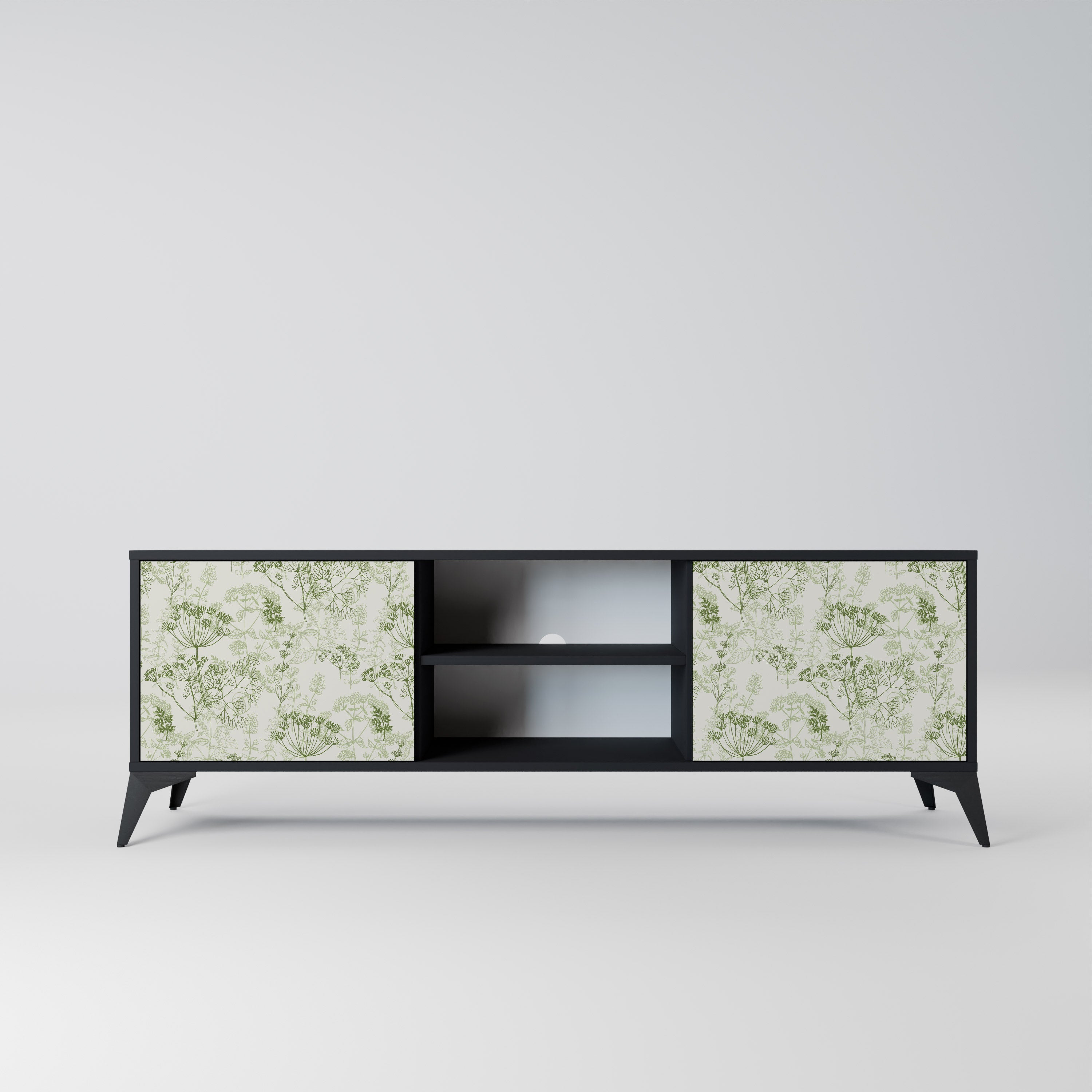 Mueble de TV FENNEL BALDACHIN de 2 puertas con acabado negro