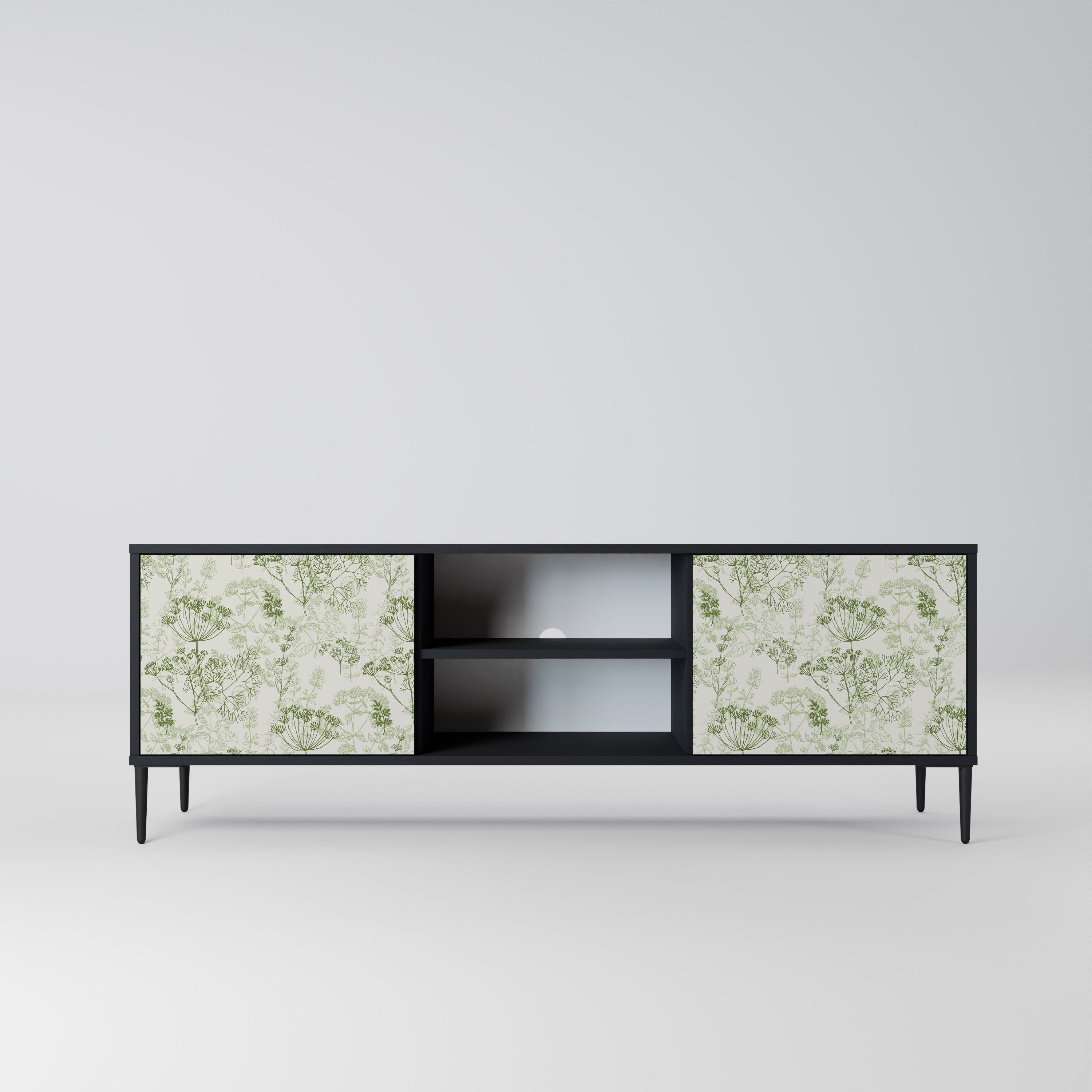 Mueble de TV FENNEL BALDACHIN de 2 puertas con acabado negro