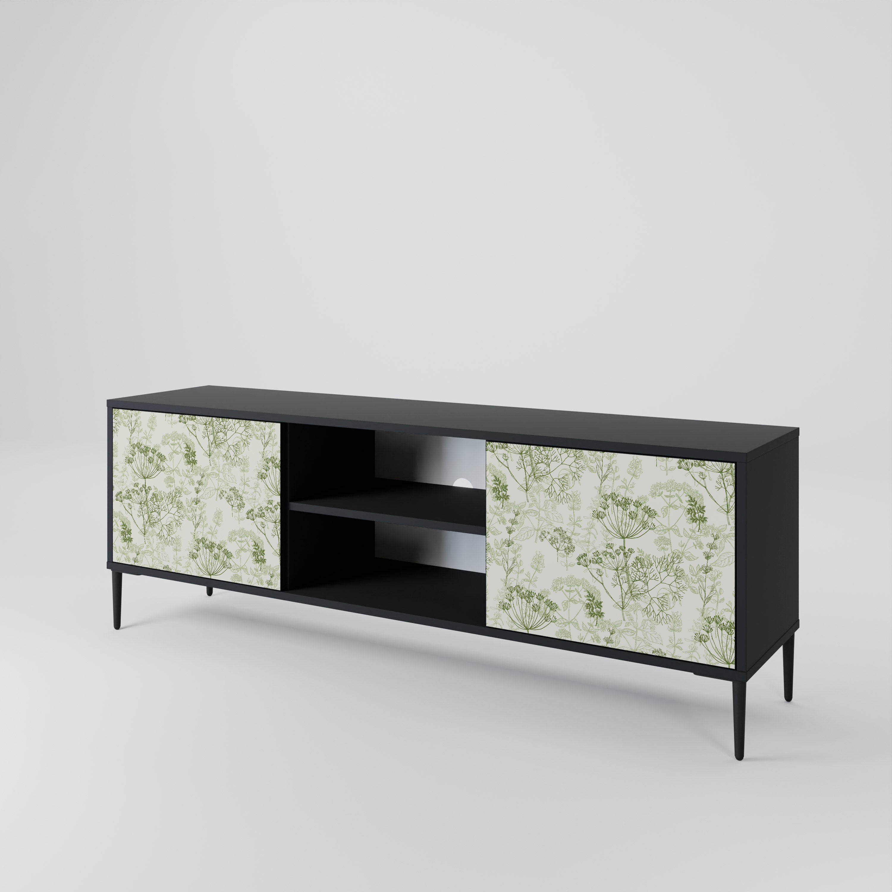 Mueble de TV FENNEL BALDACHIN de 2 puertas con acabado negro