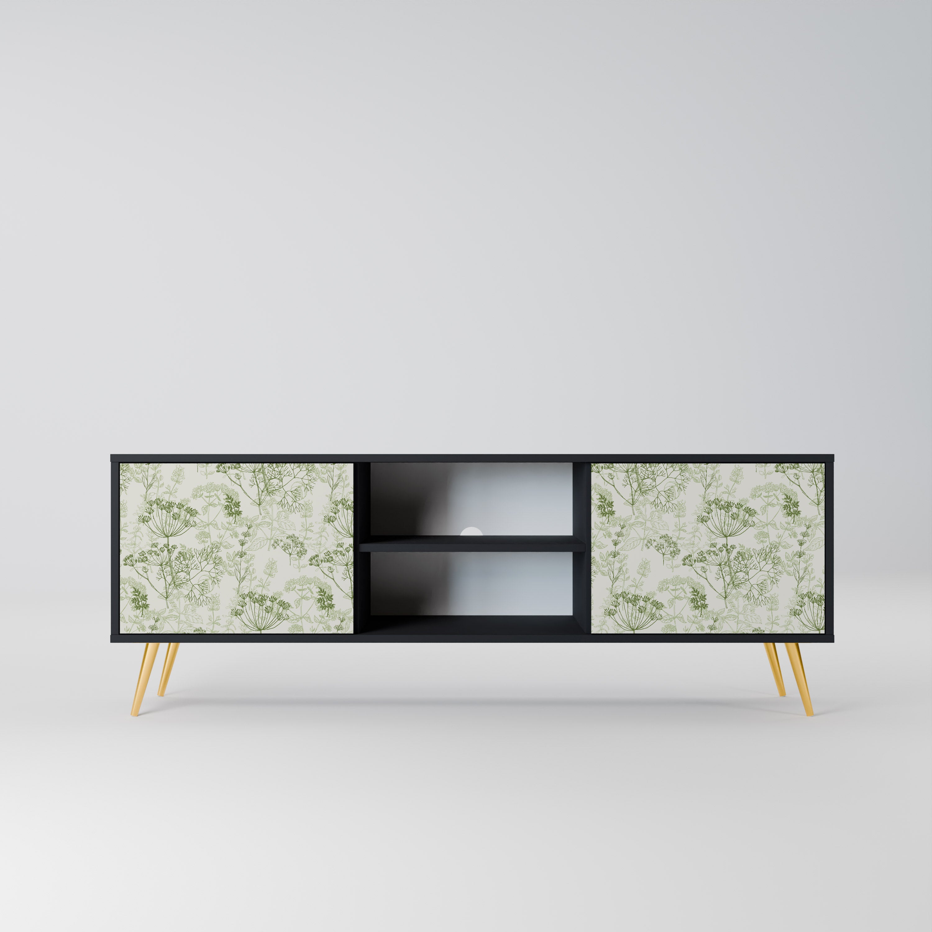Mueble de TV FENNEL BALDACHIN de 2 puertas con acabado negro
