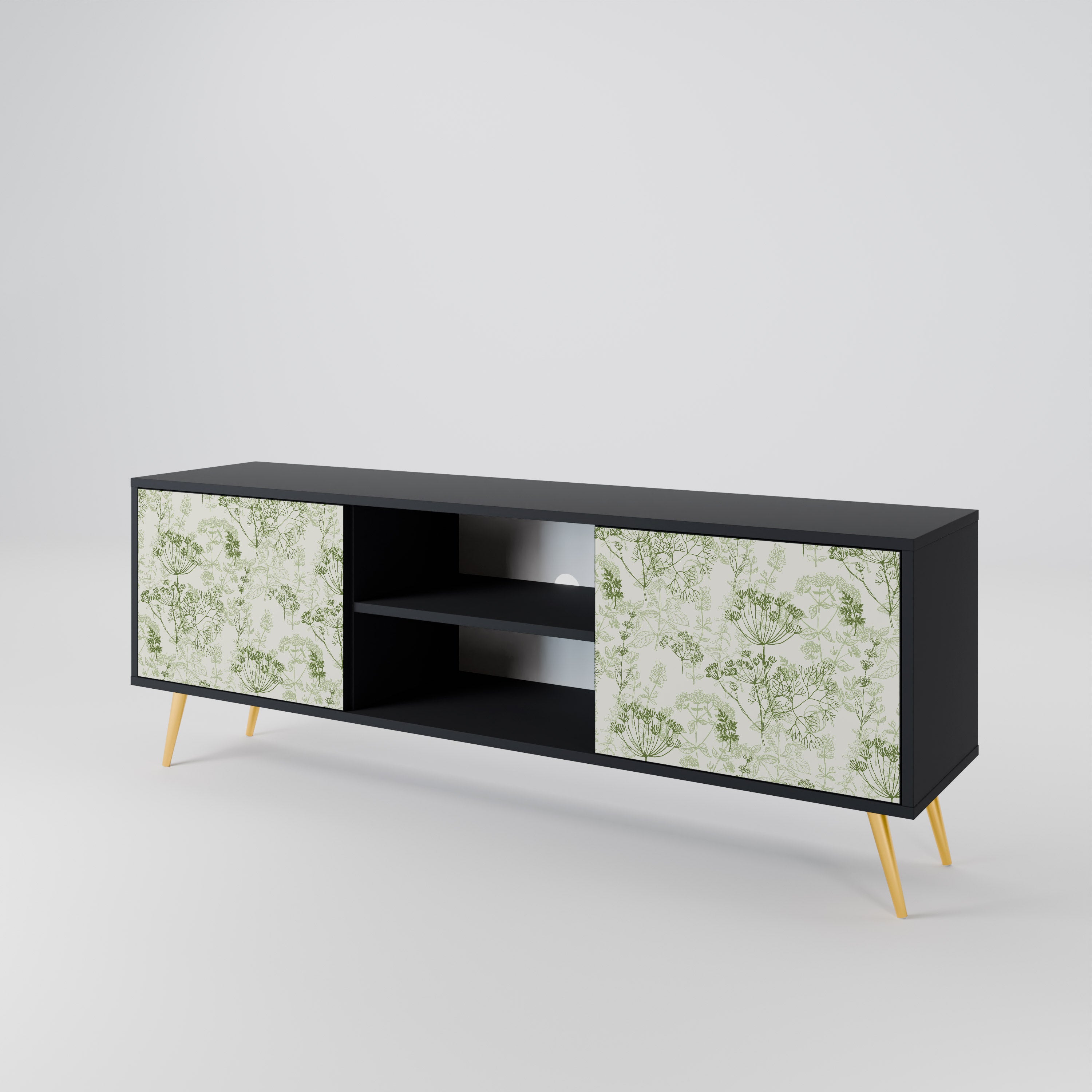 Mueble de TV FENNEL BALDACHIN de 2 puertas con acabado negro